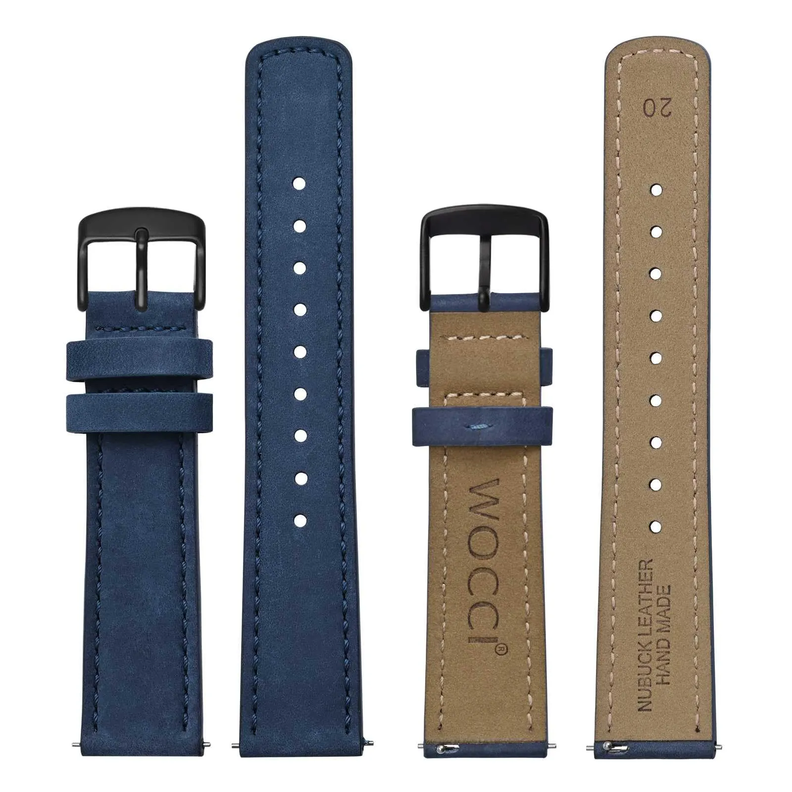 WOCCI 18mm Retrò Cinturino in Pelle per Uomo e Donna, Cinturino a Sgancio Rapido con Fibbia Nera (Blu) - immagine 2