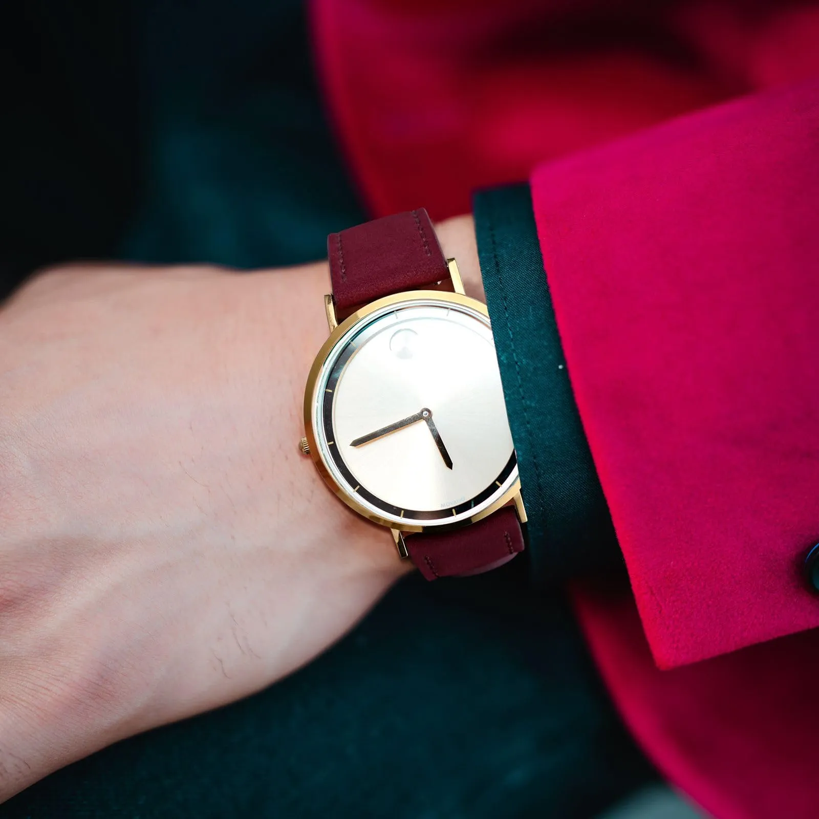 WOCCI 22mm Retrò Cinturino in Pelle per Uomo e Donna, Cinturino a Sgancio Rapido con Fibbia Dorata (Rosso) - immagine 6