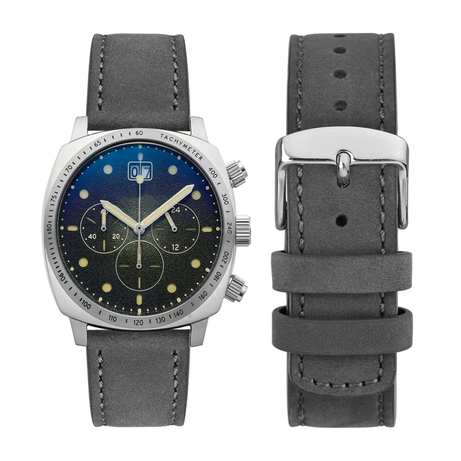 WOCCI 22mm Retrò Cinturino in Pelle per Uomo e Donna, Cinturino a Sgancio Rapido con Fibbia Argento (Grigio) - immagine 5