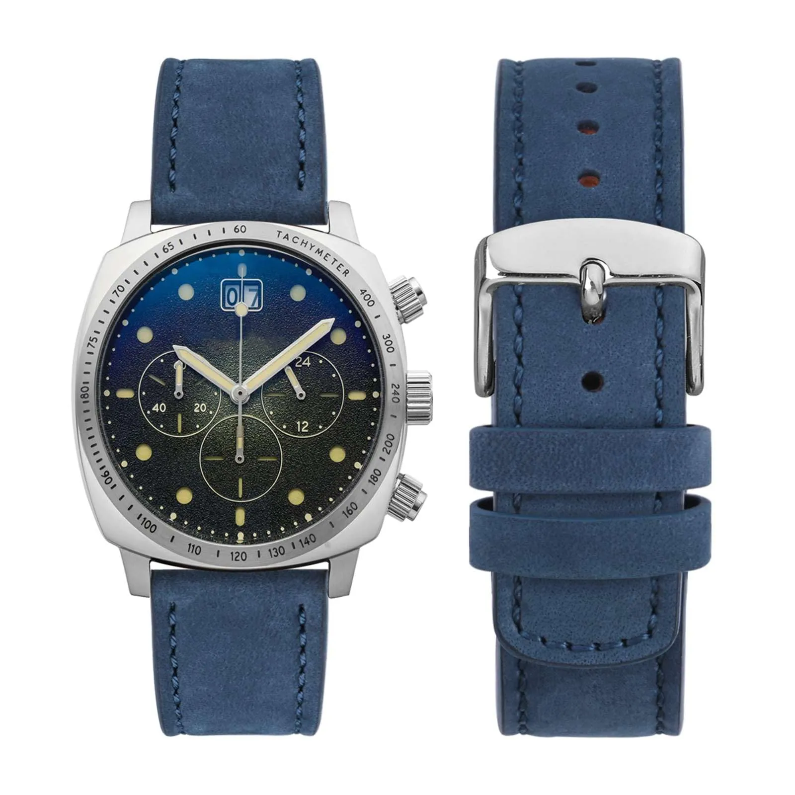 WOCCI 18mm Retrò Cinturino in Pelle per Uomo e Donna, Cinturino a Sgancio Rapido con Fibbia Argento (Blu) - immagine 5