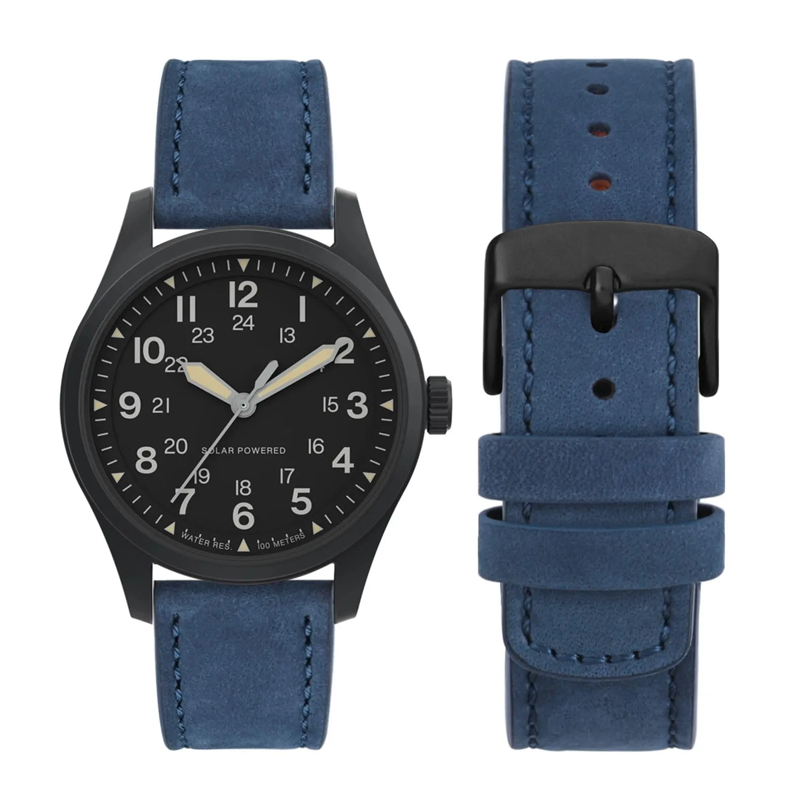 WOCCI 22mm Retrò Cinturino in Pelle per Uomo e Donna, Cinturino a Sgancio Rapido con Fibbia Nera (Blu) - immagine 5