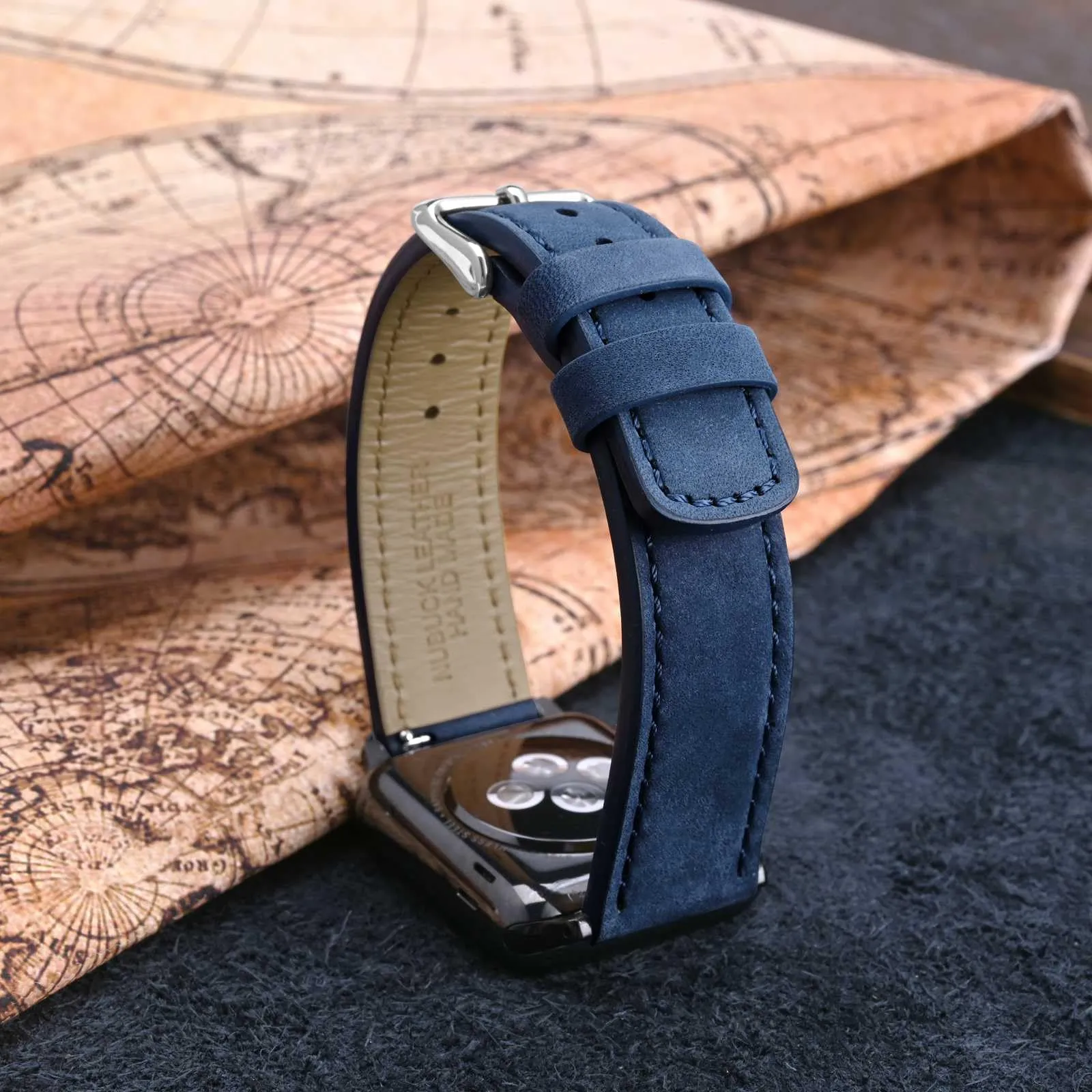 WOCCI 22mm Retrò Cinturino in Pelle per Uomo e Donna, Cinturino a Sgancio Rapido con Fibbia Nera (Blu) - immagine 7