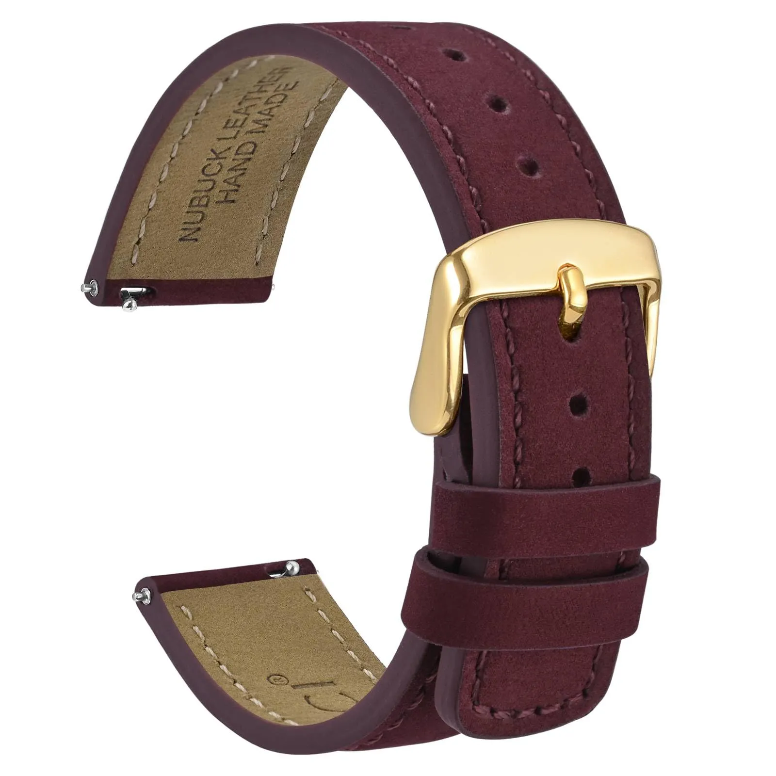 WOCCI 18mm Retrò Cinturino in Pelle per Uomo e Donna, Cinturino a Sgancio Rapido con Fibbia Dorata (Rosso) - immagine 1