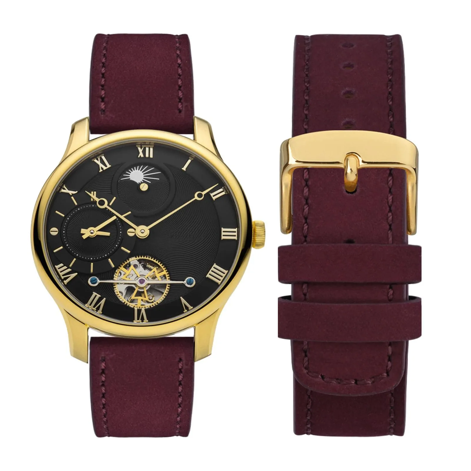 WOCCI 18mm Retrò Cinturino in Pelle per Uomo e Donna, Cinturino a Sgancio Rapido con Fibbia Dorata (Rosso) - immagine 5