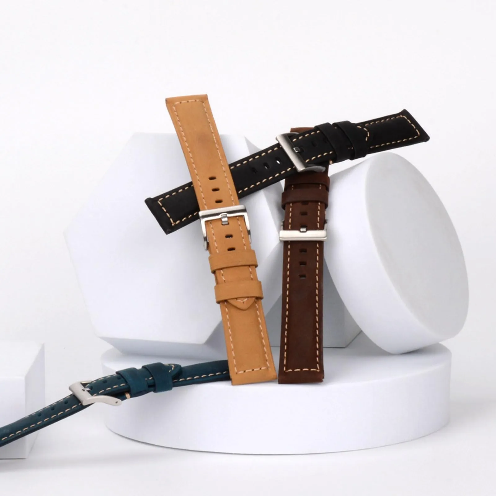 TStrap Cinturino Pelle Orologio 20mm - Marrone Cuoio Vintage Elegante Cinturini Uomo - Flessibile Spessore Militari Bracciale di Ricambio Fibbia per Smartwatch - 20mm 22mm 24mm - immagine 7