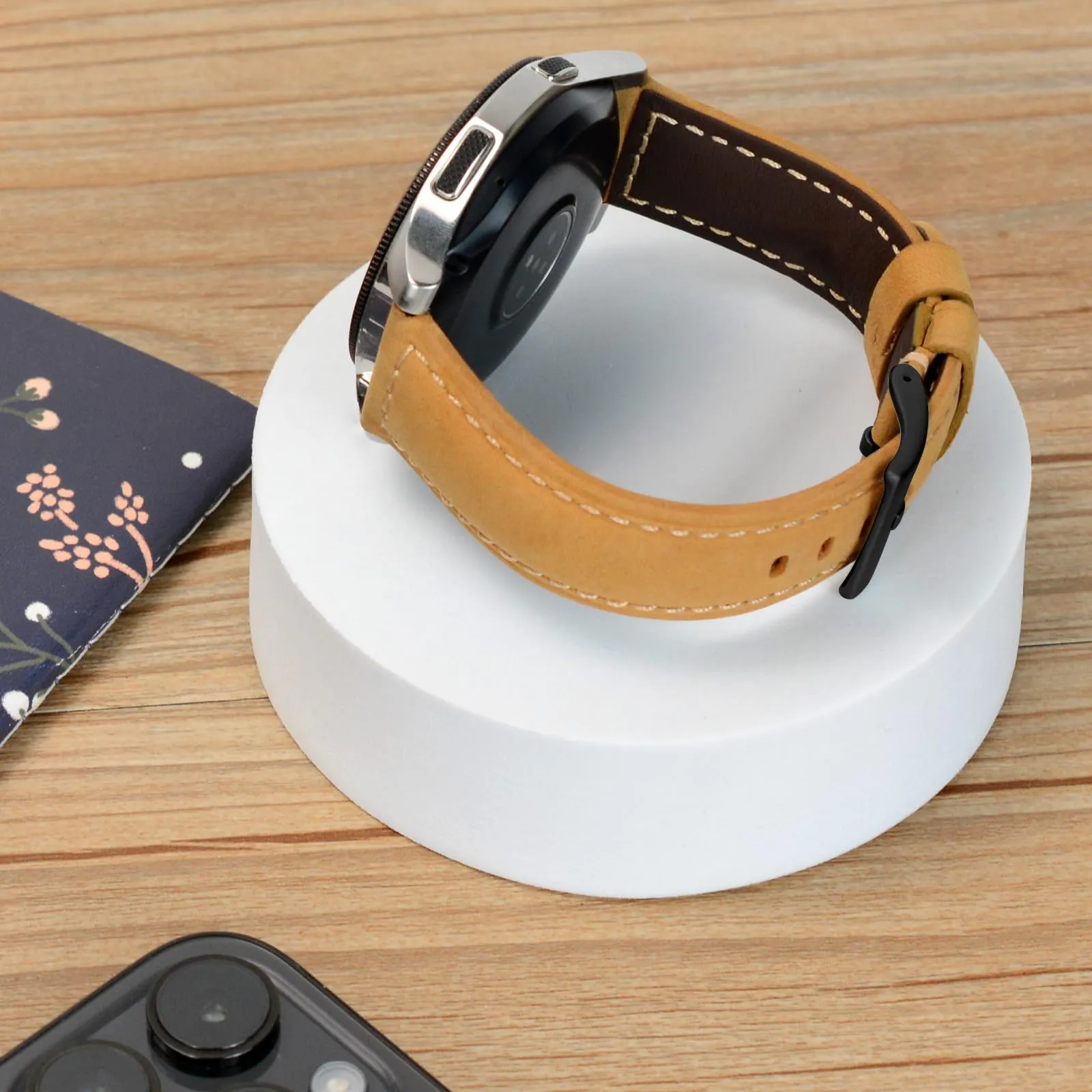 TStrap Cinturino Pelle Orologio 24mm - Marrone Cuoio Vintage Elegante Cinturini Uomo - Flessibile Spessore Militari Bracciale di Ricambio Fibbia per Smartwatch - 20mm 22mm 24mm - immagine 5
