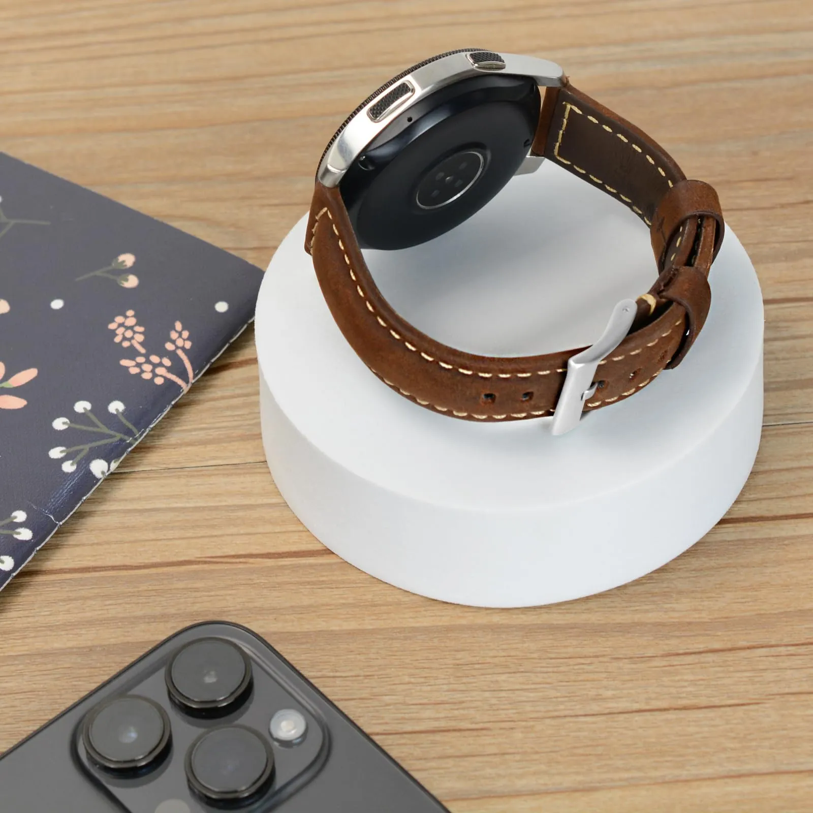TStrap Cinturino Pelle Orologio 20mm - Marrone Scuro Cuoio Vintage Elegante Cinturini Uomo - Flessibile Spessore Militari Bracciale di Ricambio Fibbia per Smartwatch - 20mm 22mm 24mm - immagine 5