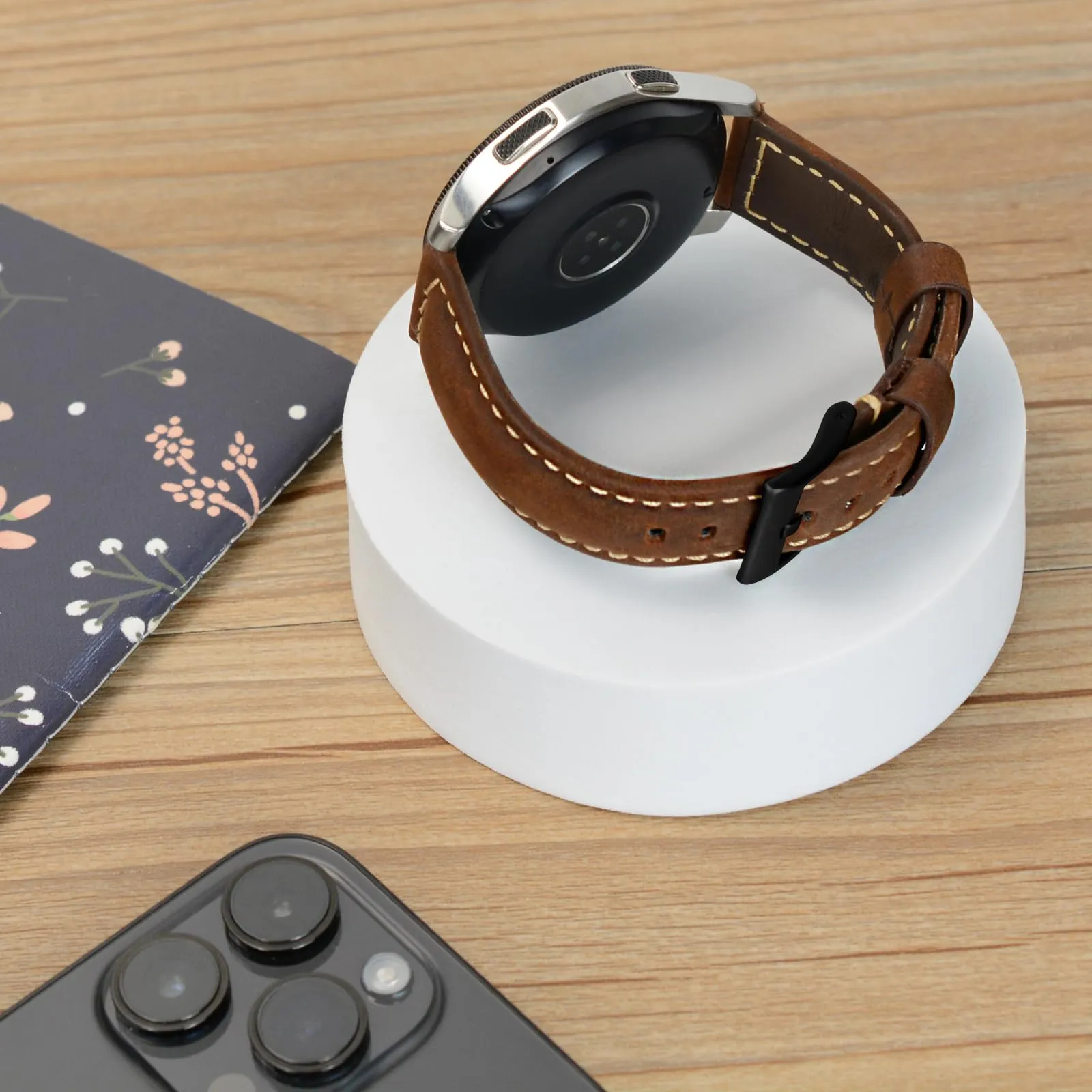 TStrap Cinturino Pelle Orologio 24mm - Marrone Scuro Cuoio Vintage Elegante Cinturini Uomo - Flessibile Spessore Militari Bracciale di Ricambio Fibbia per Smartwatch - 20mm 22mm 24mm - immagine 5