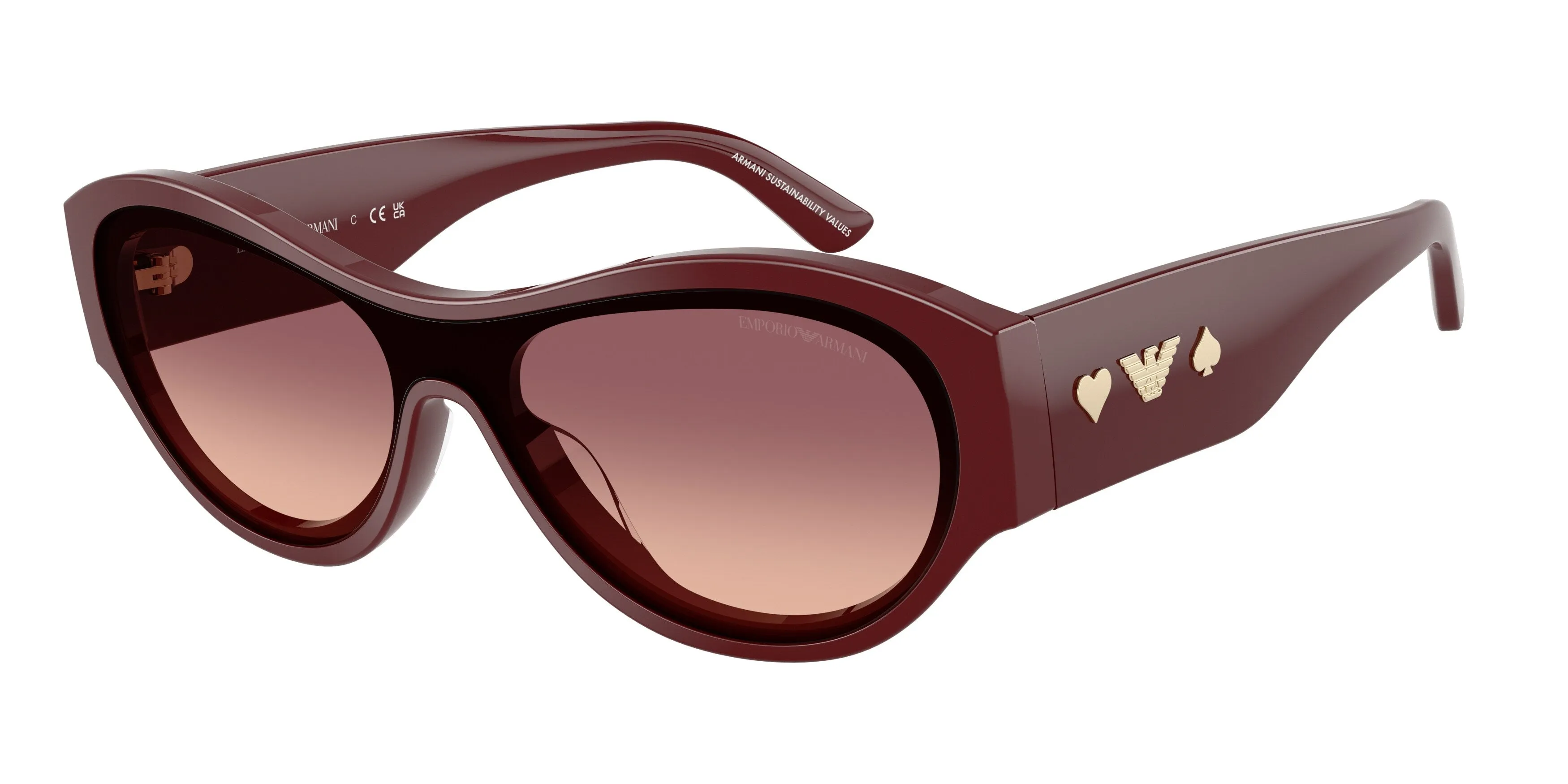 Emporio Armani EA4265U 63238D Occhiali da sole Acetato Bordeaux Rosa Geometrica Normale Sfumato - immagine 1