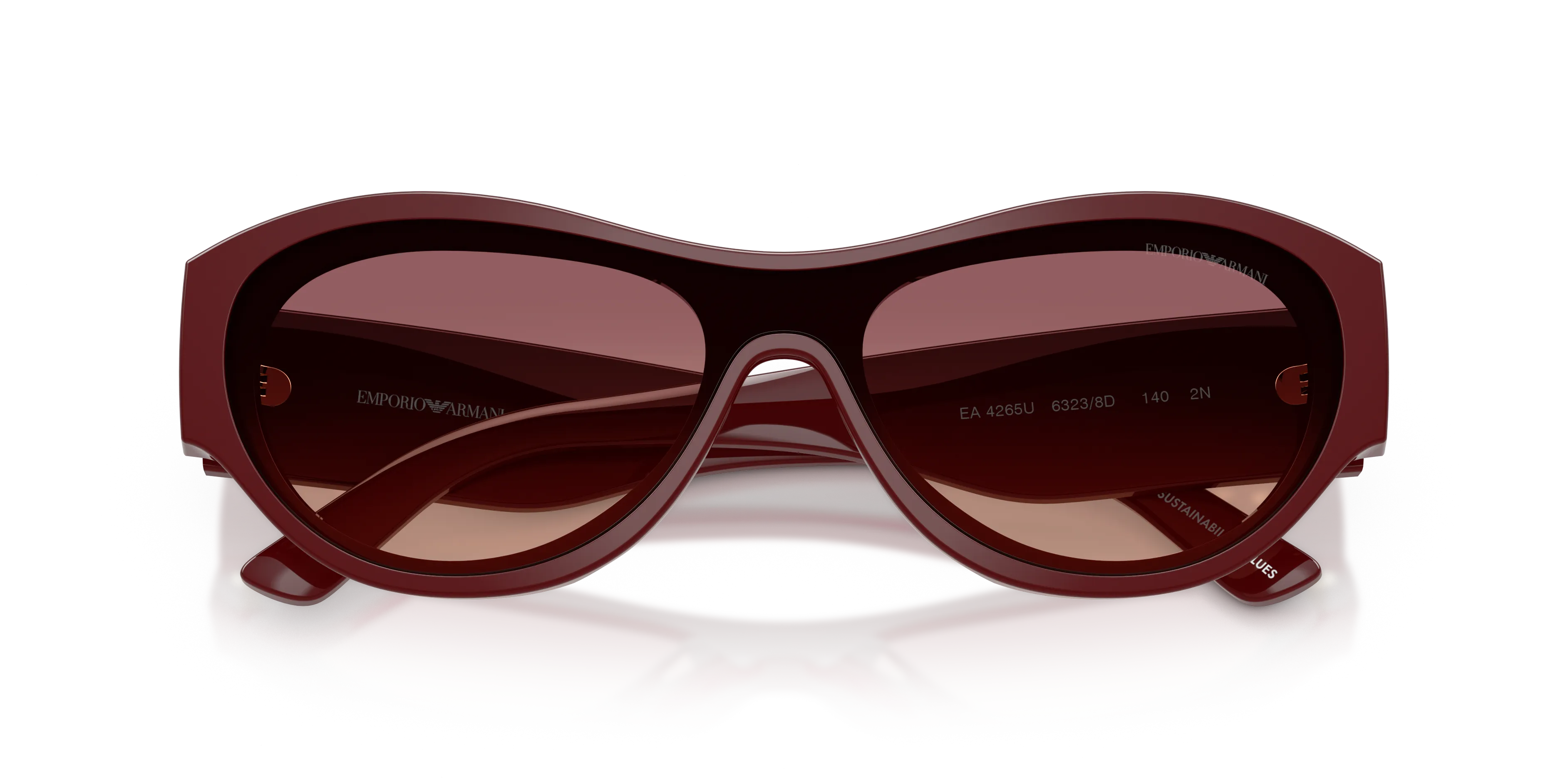 Emporio Armani EA4265U 63238D Occhiali da sole Acetato Bordeaux Rosa Geometrica Normale Sfumato - immagine 2