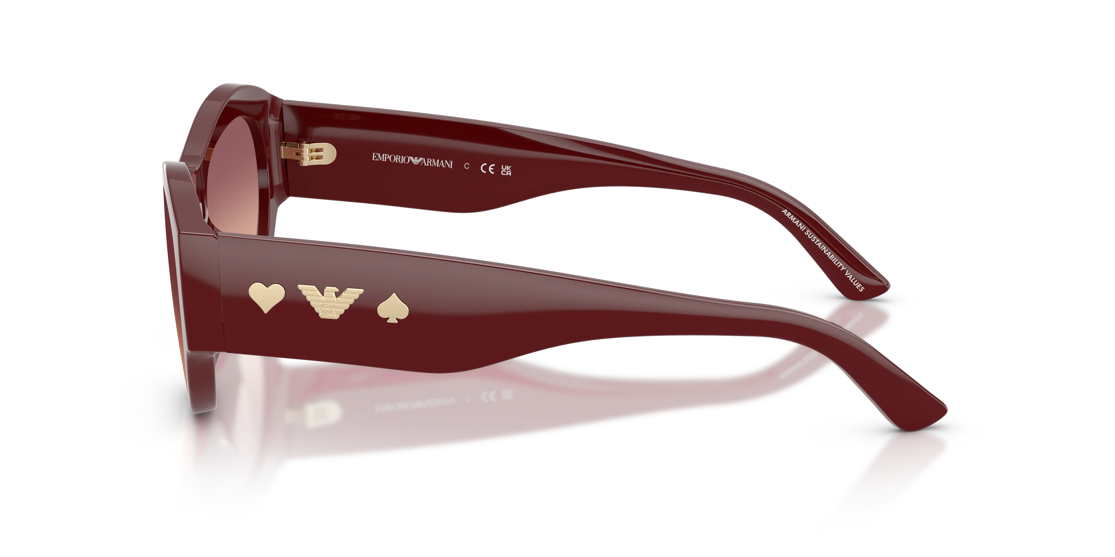 Emporio Armani EA4265U 63238D Occhiali da sole Acetato Bordeaux Rosa Geometrica Normale Sfumato - immagine 4