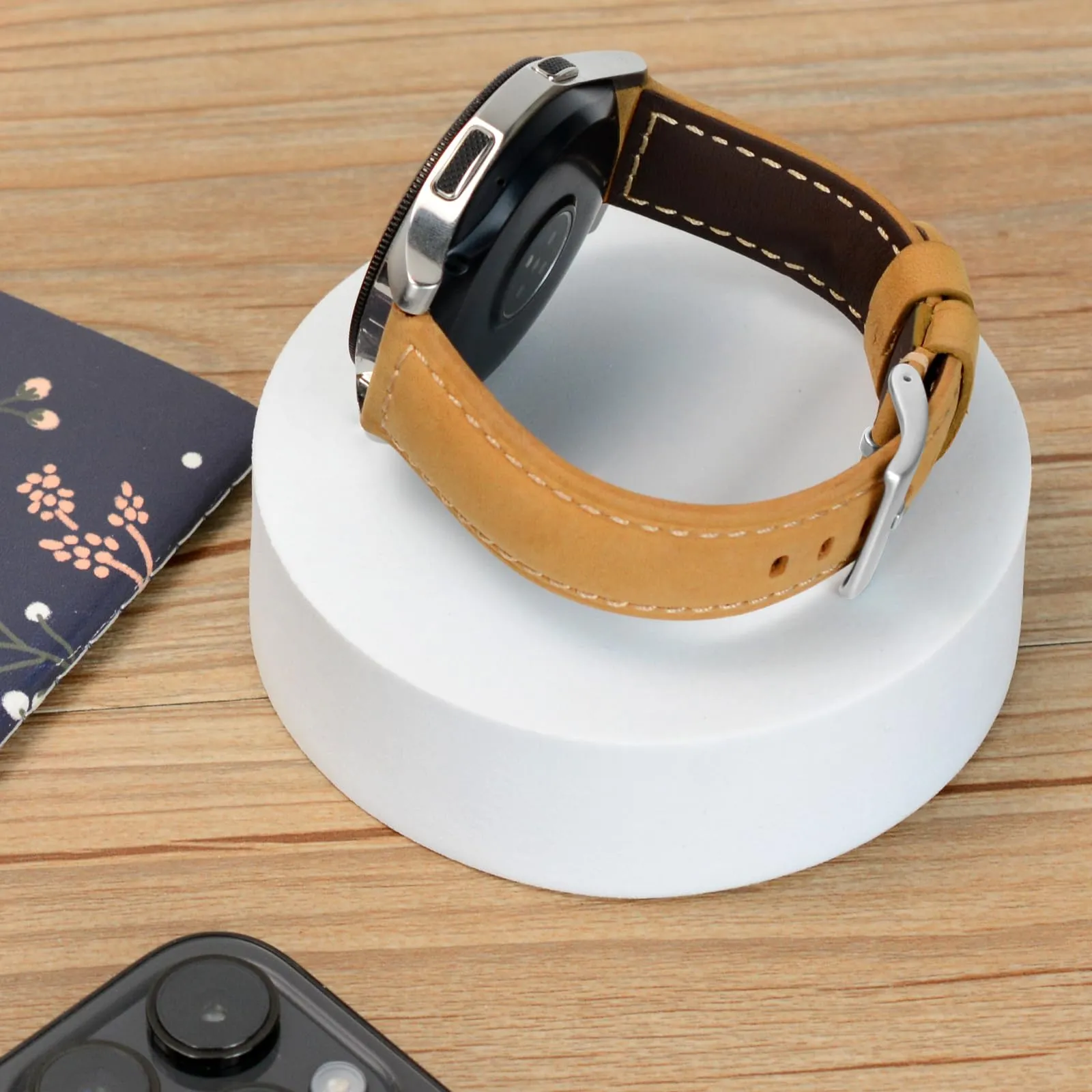 TStrap Cinturino Pelle Orologio 24mm - Marrone Cuoio Vintage Elegante Cinturini Uomo - Flessibile Spessore Militari Bracciale di Ricambio Fibbia per Smartwatch - 20mm 22mm 24mm - immagine 5