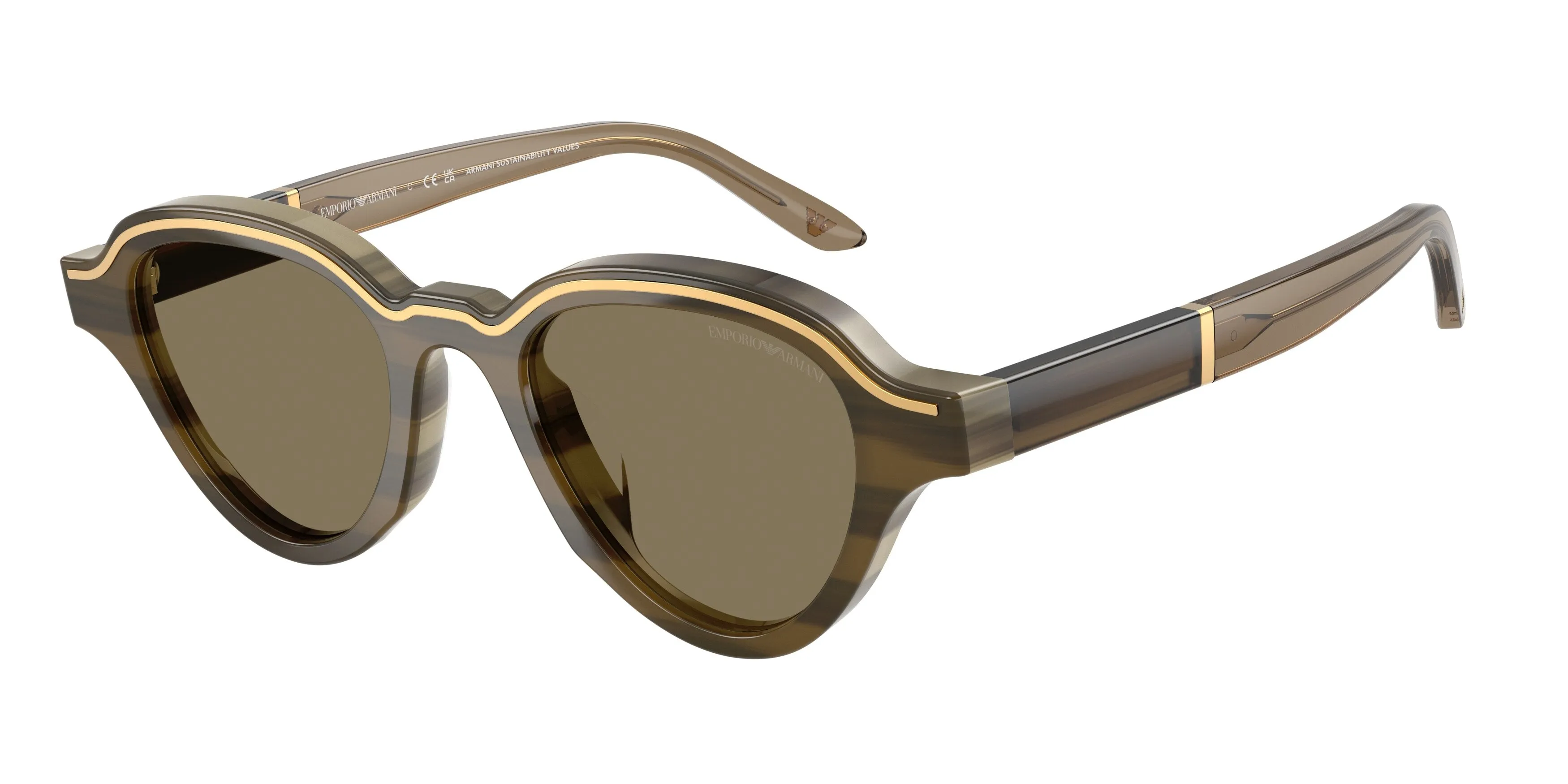 Emporio Armani EA4264U 633873 Occhiali da sole Acetato Marrone Marrone Geometrica Normale - immagine 1