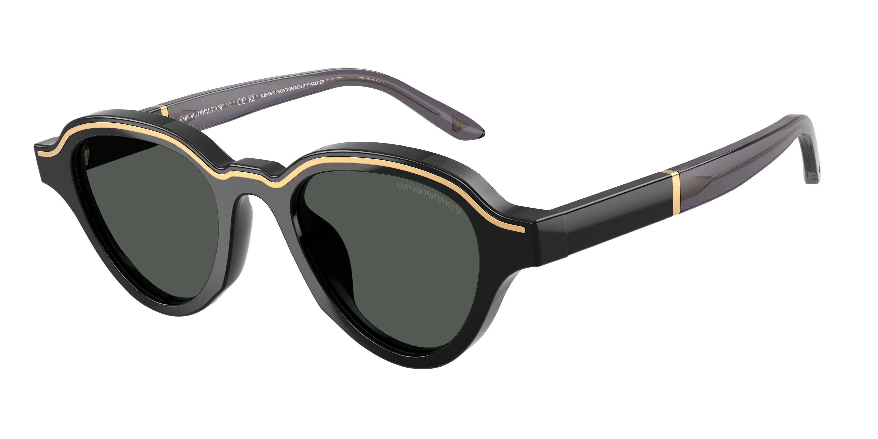 Emporio Armani EA4264U 501787 Occhiali da sole Acetato Nero Grigio Geometrica Normale - immagine 1