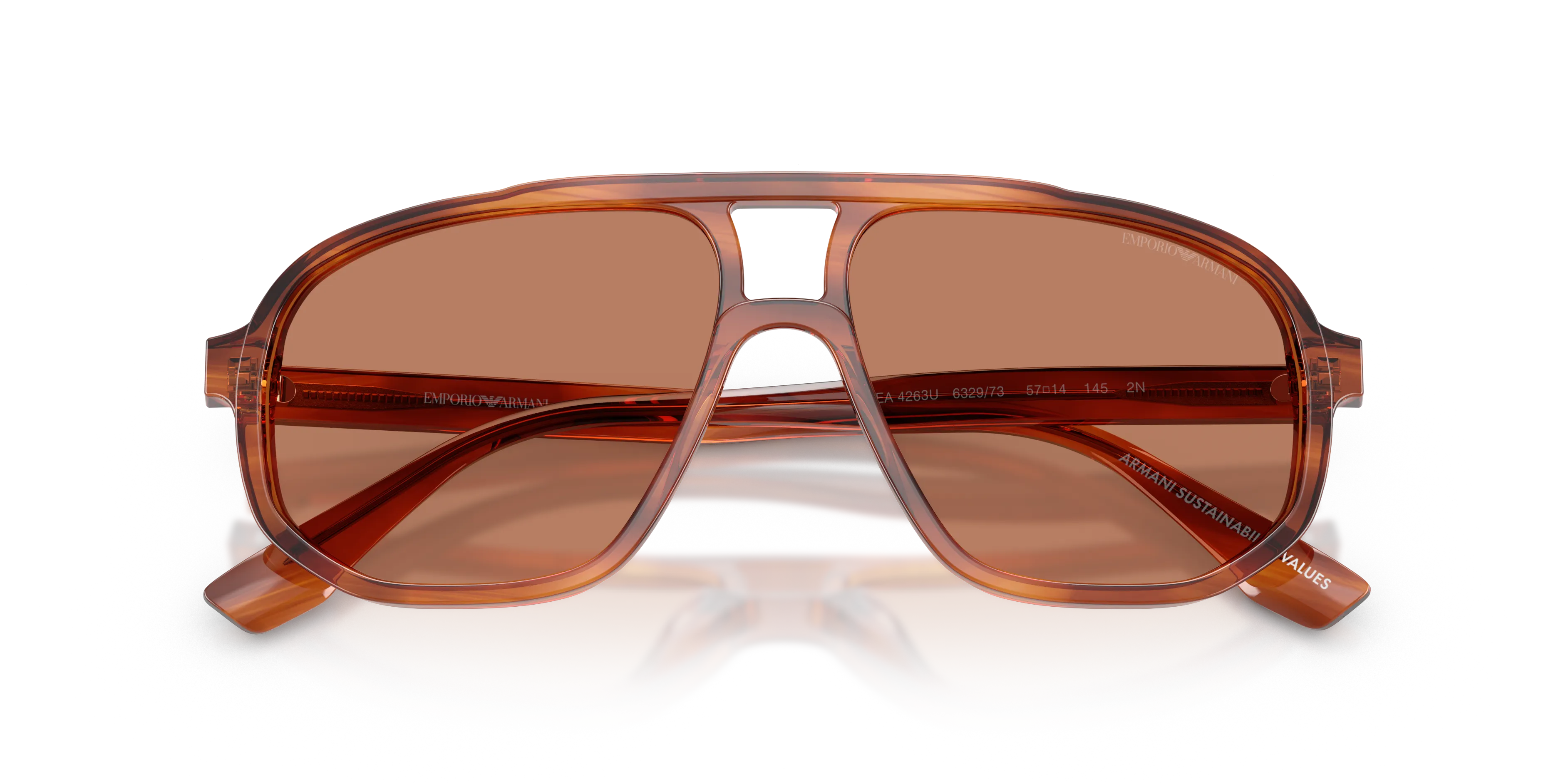Emporio Armani EA4263U 632973 Occhiali da sole Acetato Marrone Marrone Pilot Normale - immagine 2