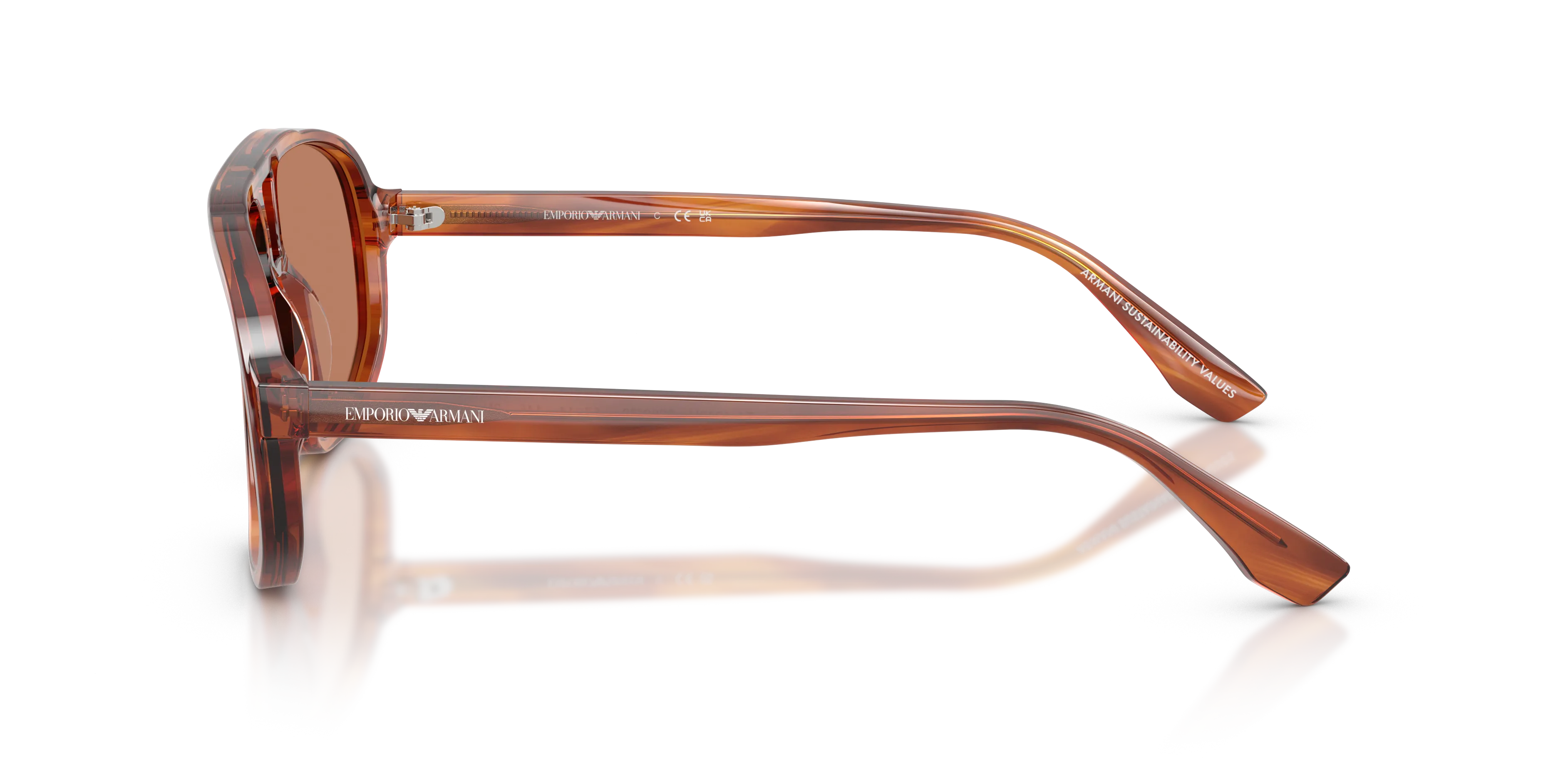 Emporio Armani EA4263U 632973 Occhiali da sole Acetato Marrone Marrone Pilot Normale - immagine 4