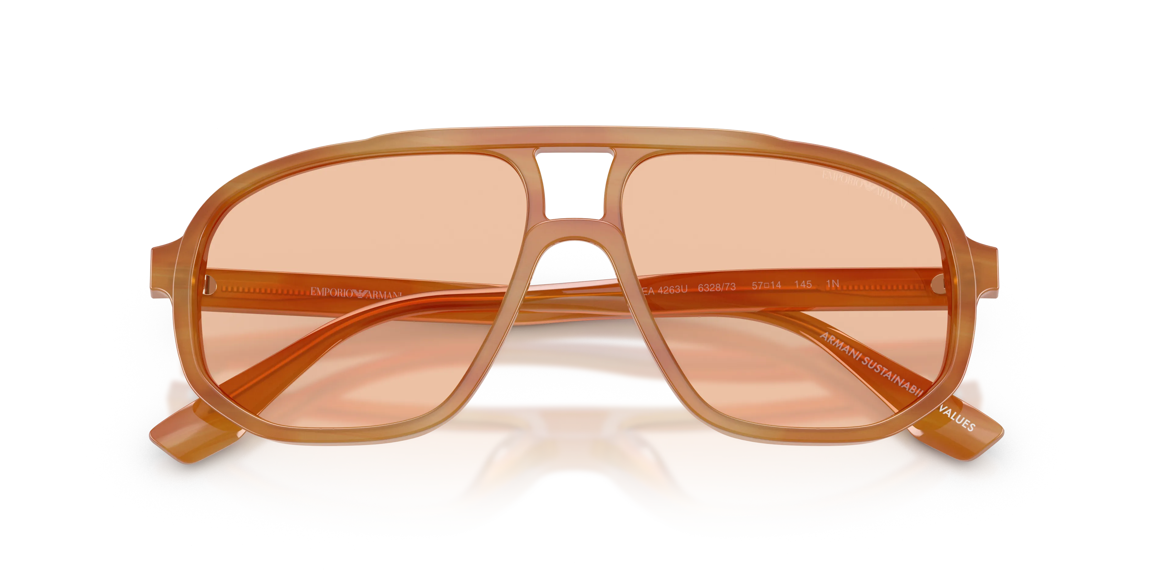 Emporio Armani EA4263U 632873 Occhiali da sole Acetato Marrone Marrone Pilot Normale - immagine 2