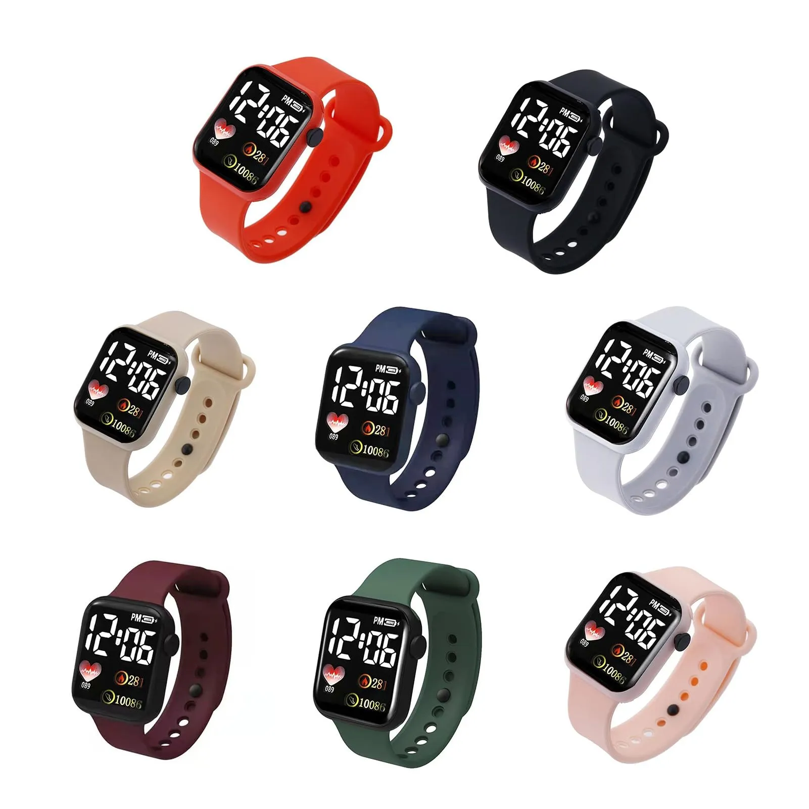 Ulafbwur Orologio Numerico Elettronico Con Quadrante Quadrato Luminoso Non Impermeabile Regolabile Confortevole Ora Precisa Con Stampa Del Cuore Bambini LED Numerico Sport Orologio Da Polso Digitale - immagine 2