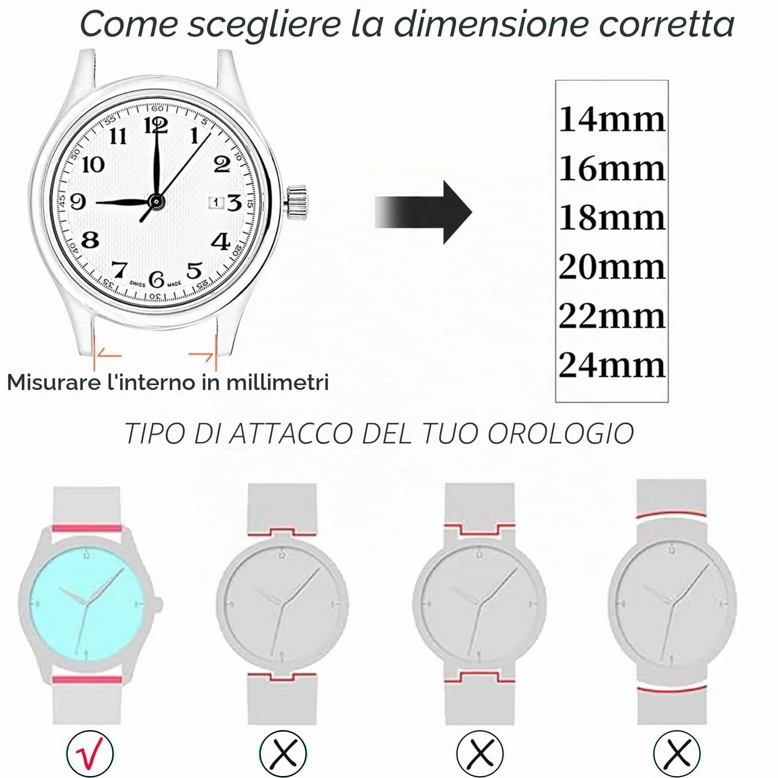 KUBFDL Cinturino di ricambio per smartwatch, in acciaio inox, 14 mm, 16 mm, 18 mm, 20 mm, 22 mm, 24 mm, chiusura magnetica, chiusura rapida, per uomo e donna, 20mm, Acciaio inossidabile - immagine 3