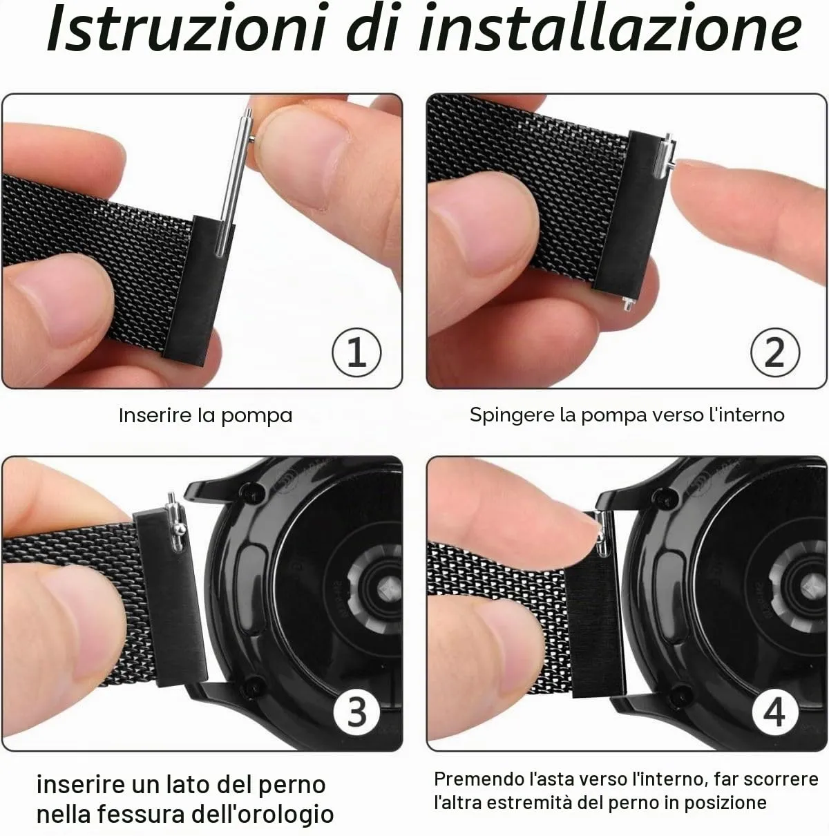 KUBFDL Cinturino di ricambio per smartwatch, in acciaio inox, 14 mm, 16 mm, 18 mm, 20 mm, 22 mm, 24 mm, chiusura magnetica, chiusura rapida, per uomo e donna, 20mm, Acciaio inossidabile - immagine 5