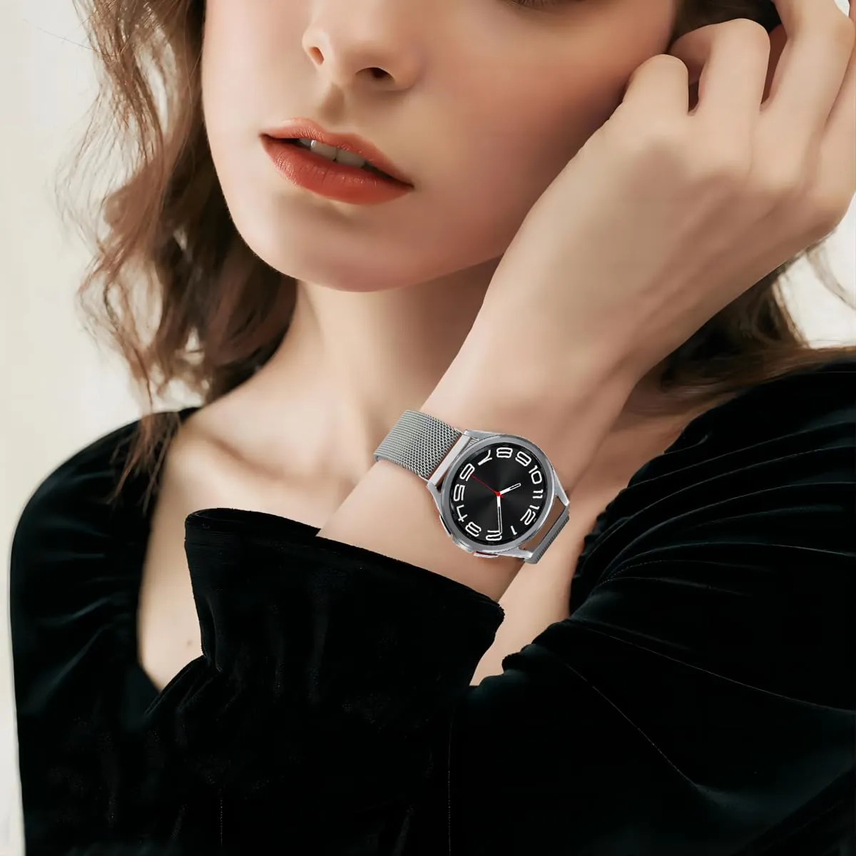 KUBFDL Cinturino di ricambio per smartwatch, in acciaio inox, 14 mm, 16 mm, 18 mm, 20 mm, 22 mm, 24 mm, chiusura magnetica, chiusura rapida, per uomo e donna, 20mm, Acciaio inossidabile - immagine 6