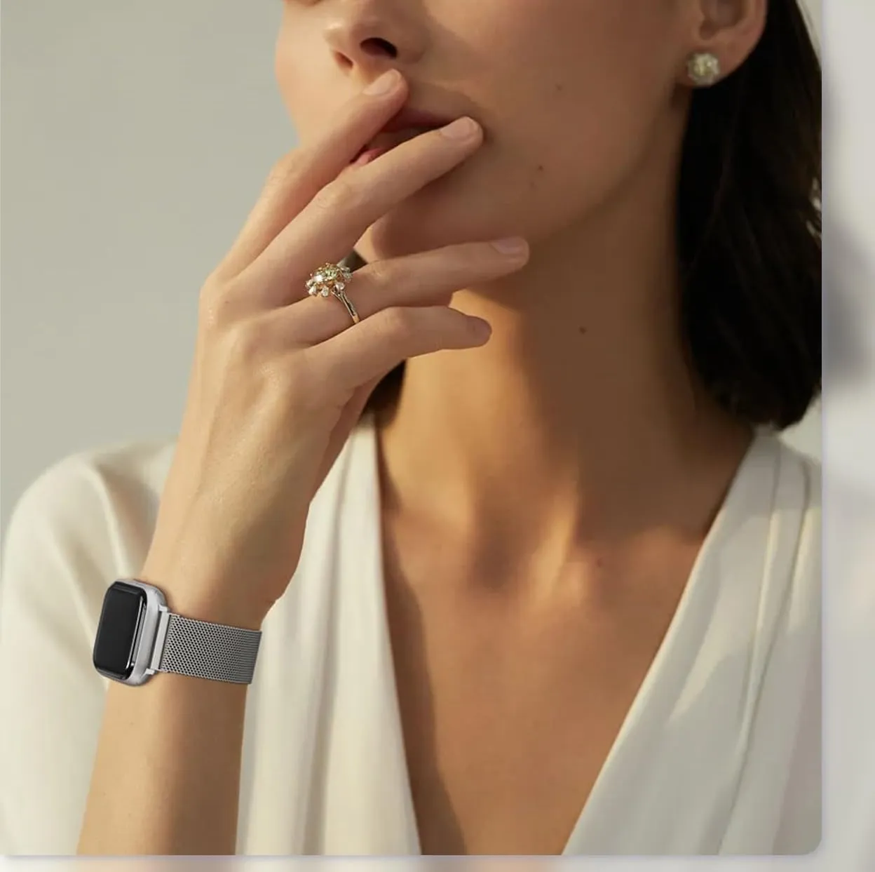 KUBFDL Cinturino di ricambio per smartwatch, in acciaio inox, 14 mm, 16 mm, 18 mm, 20 mm, 22 mm, 24 mm, chiusura magnetica, chiusura rapida, per uomo e donna, 20mm, Acciaio inossidabile - immagine 7