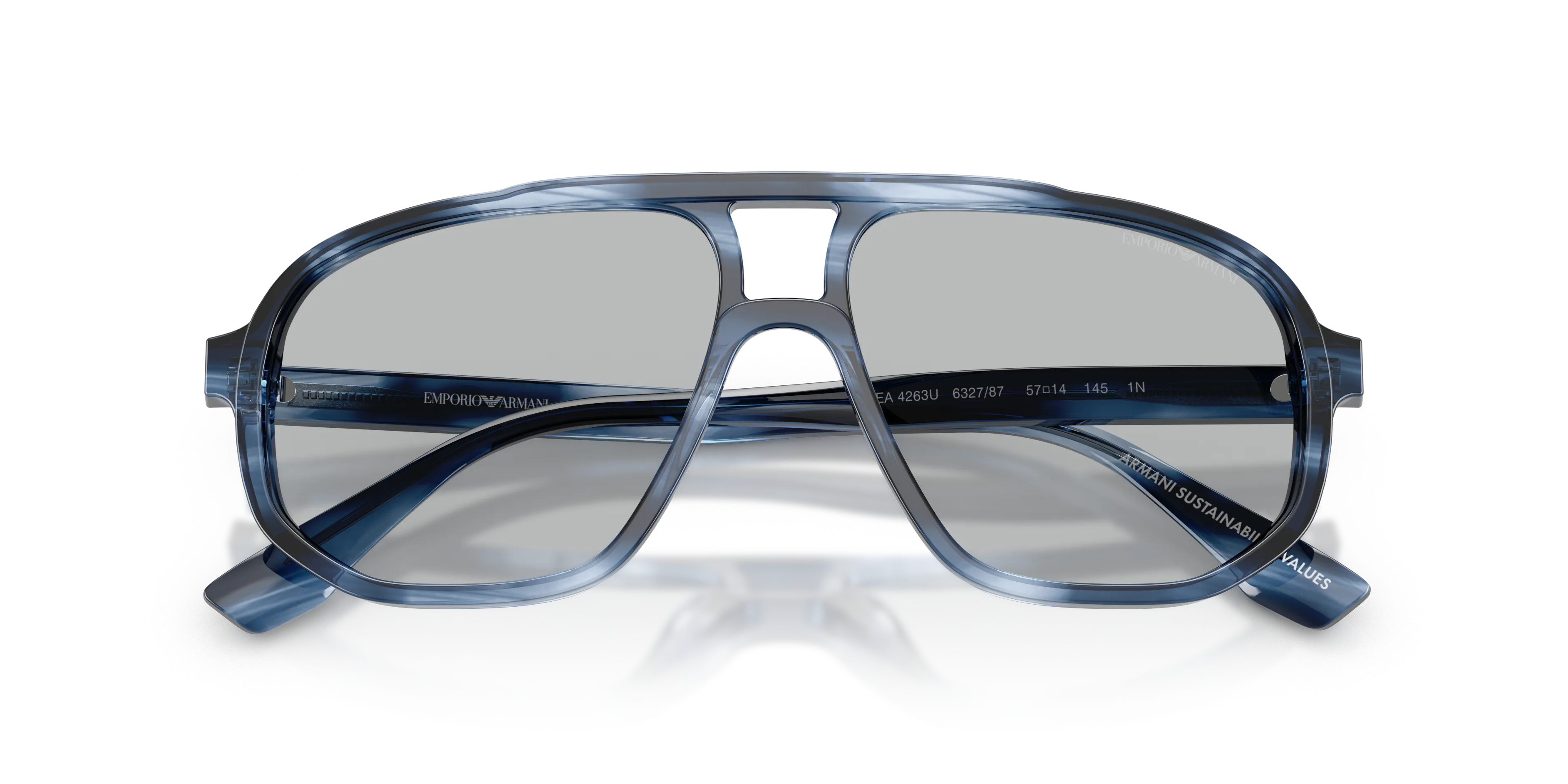 Emporio Armani EA4263U 632787 Occhiali da sole Acetato Blu Grigio Pilot Normale - immagine 2