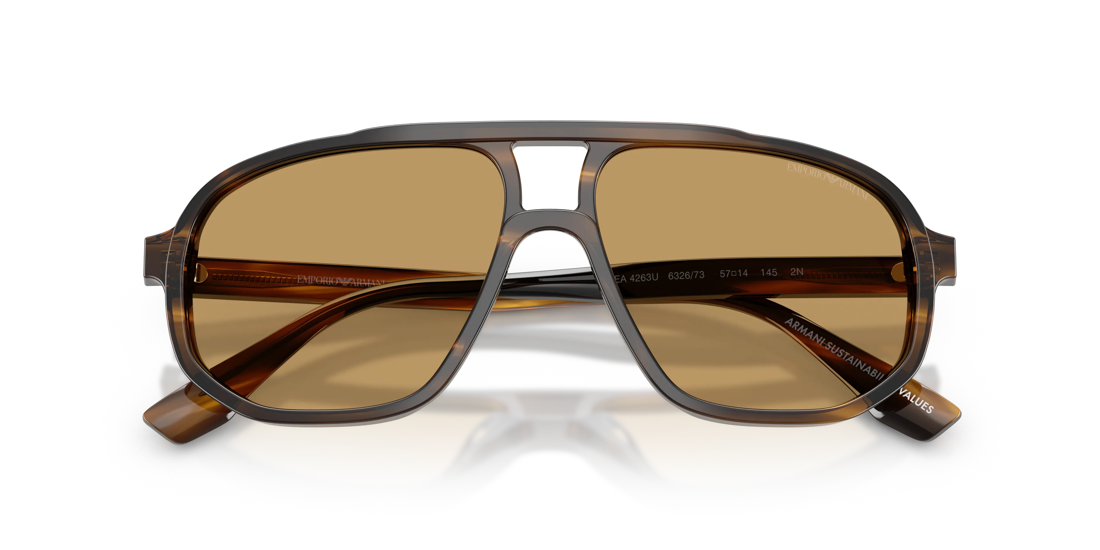 Emporio Armani EA4263U 632673 Occhiali da sole Acetato Verde Marrone Pilot Normale - immagine 2