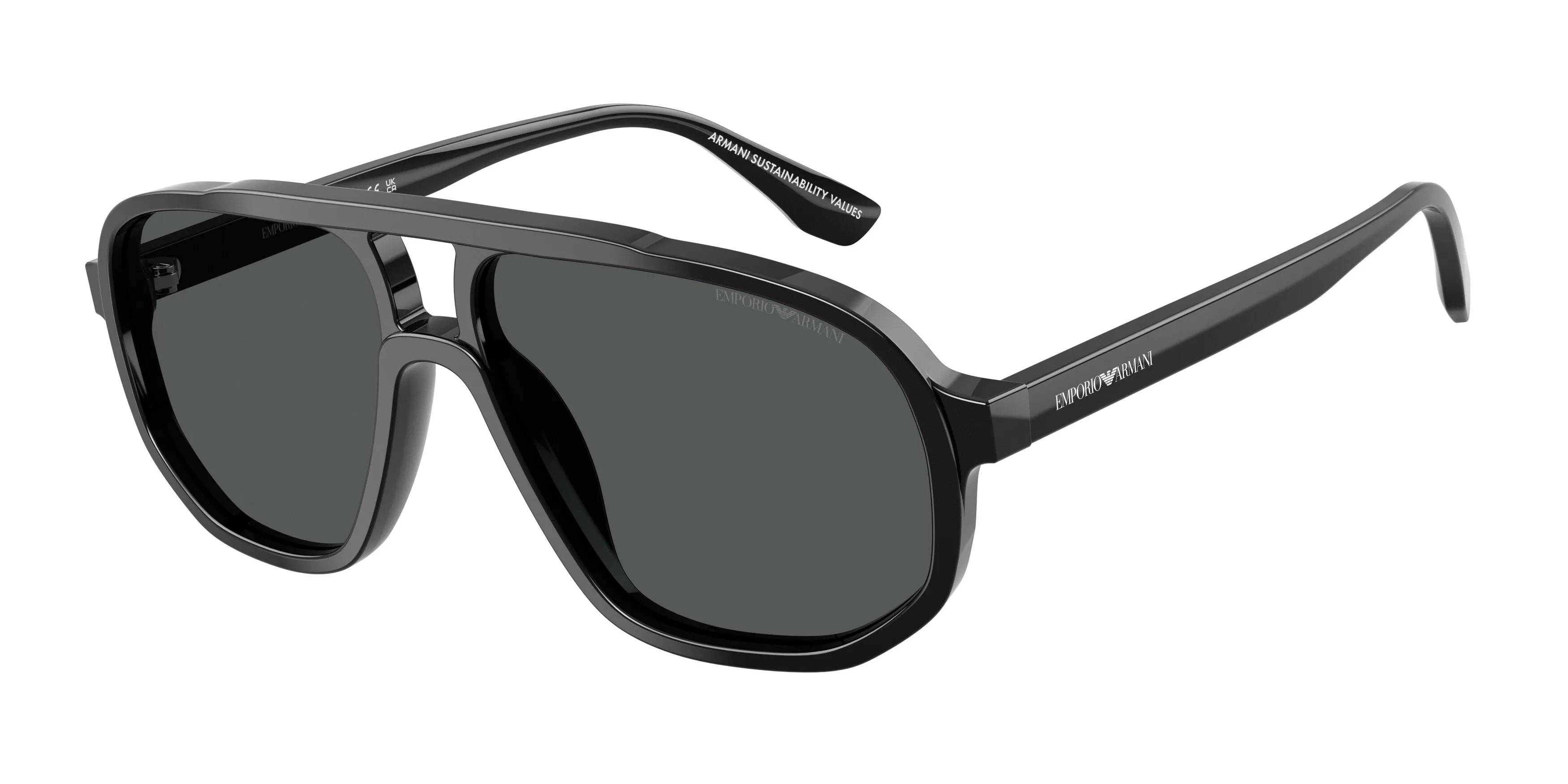 Emporio Armani EA4263U 501787 Occhiali da sole Acetato Nero Grigio Pilot Normale - immagine 1