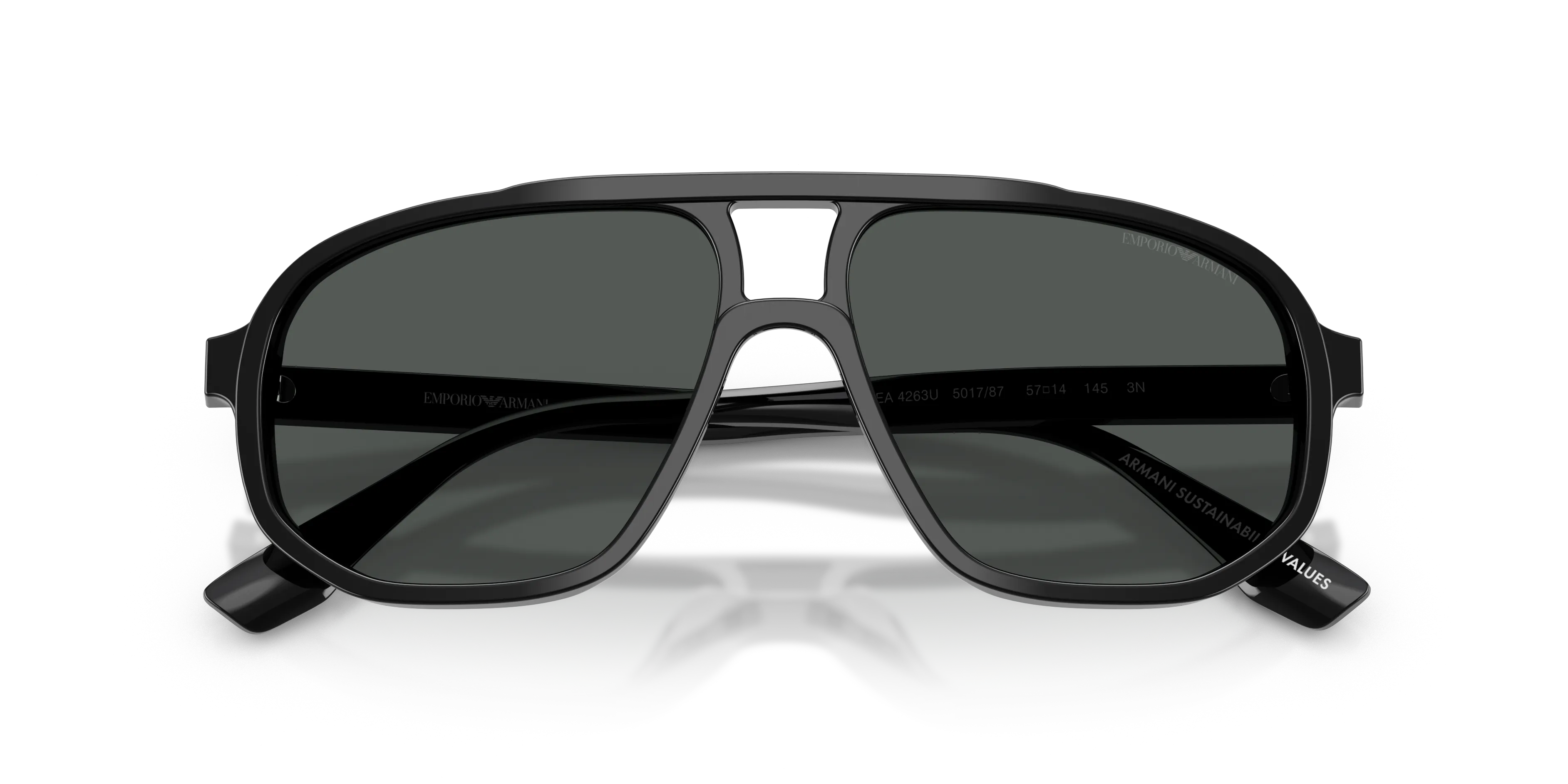 Emporio Armani EA4263U 501787 Occhiali da sole Acetato Nero Grigio Pilot Normale - immagine 2