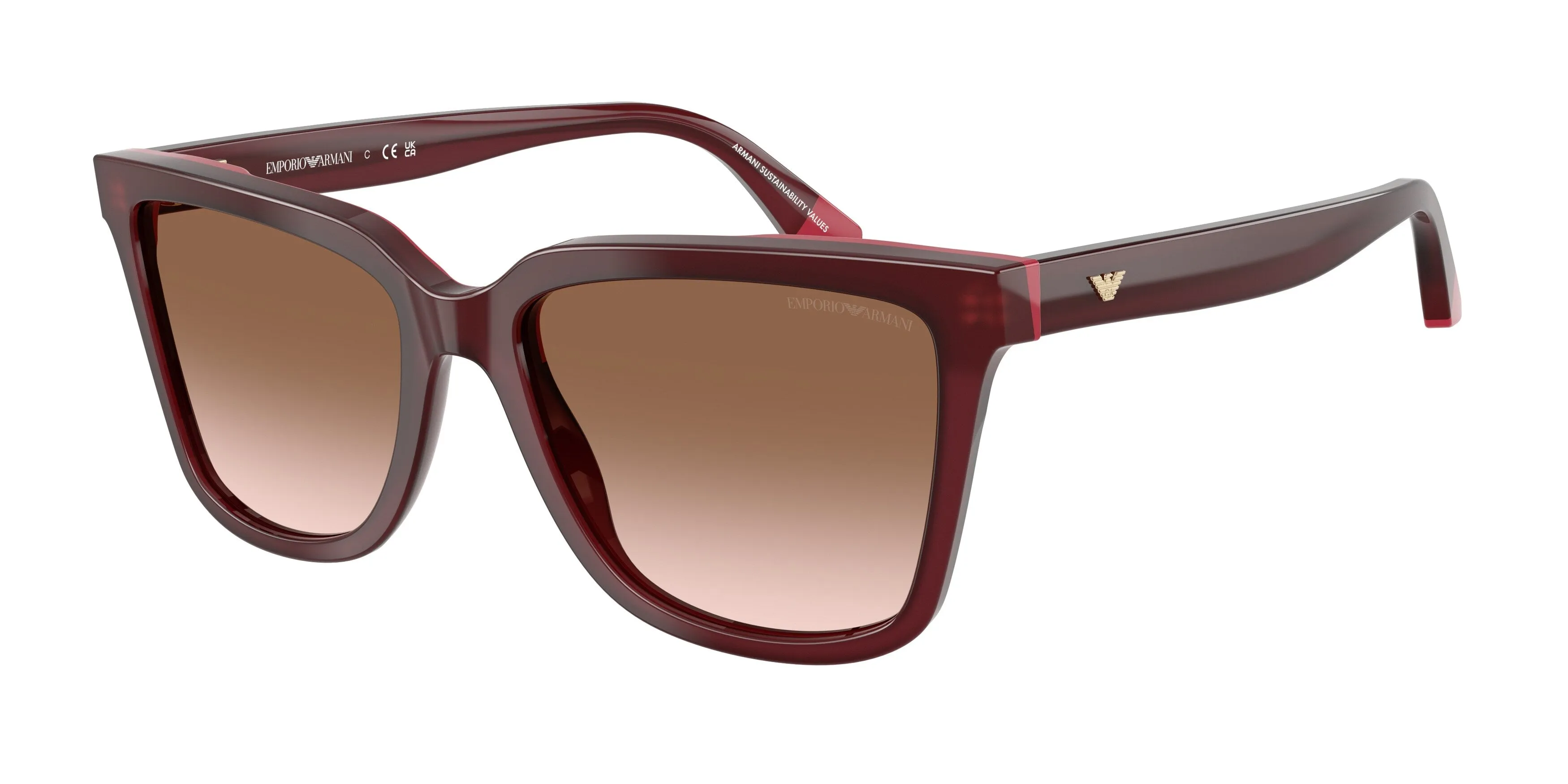 Emporio Armani EA4261 632013 Occhiali da sole Acetato Rosso Marrone Geometrica Normale Sfumato - immagine 1