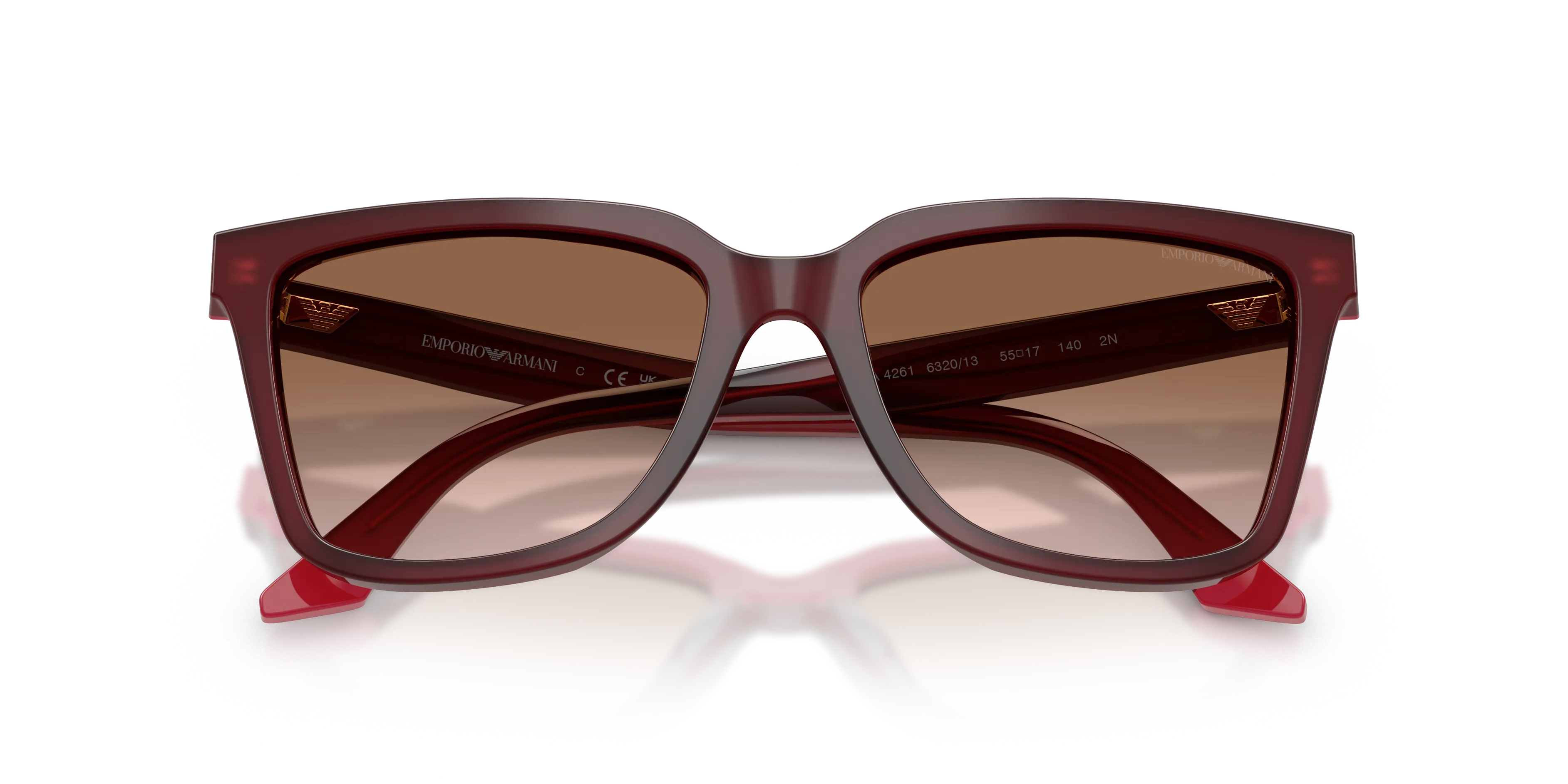 Emporio Armani EA4261 632013 Occhiali da sole Acetato Rosso Marrone Geometrica Normale Sfumato - immagine 2