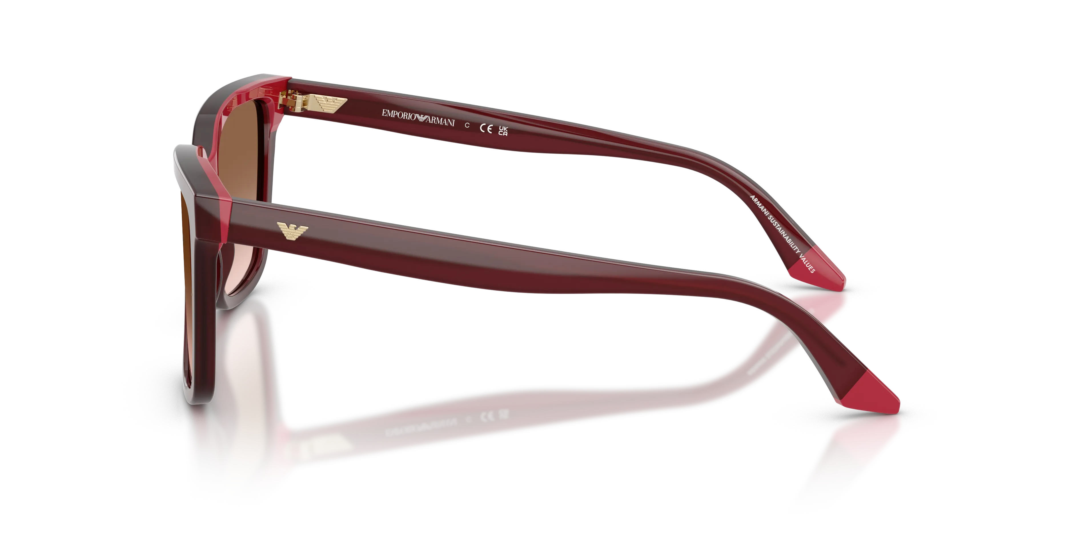 Emporio Armani EA4261 632013 Occhiali da sole Acetato Rosso Marrone Geometrica Normale Sfumato - immagine 4