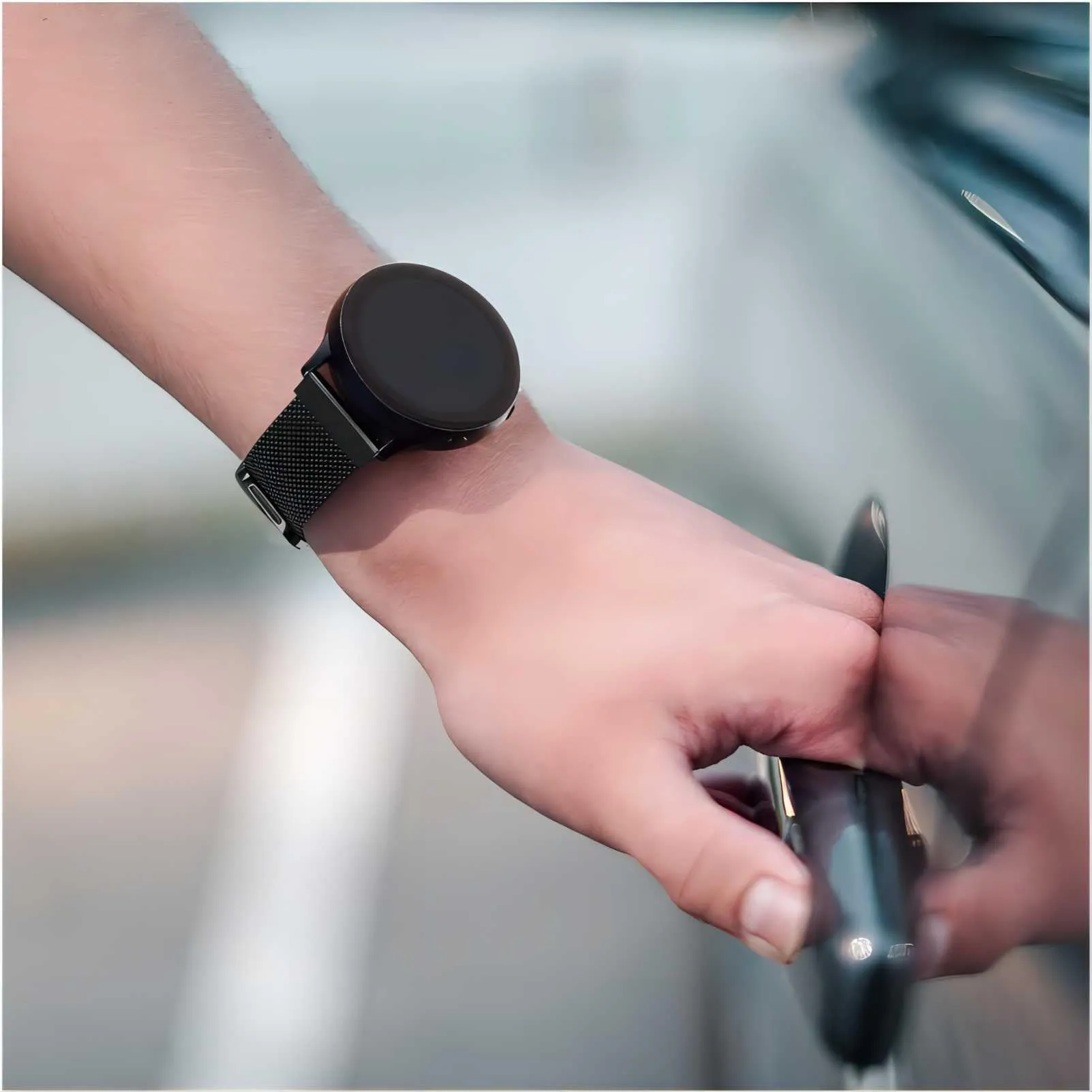 KUBFDL Cinturino di ricambio per smartwatch, in acciaio inox, 14 mm, 16 mm, 18 mm, 20 mm, 22 mm, 24 mm, chiusura magnetica, chiusura rapida, per uomo e donna, 20mm, Acciaio inossidabile, Nero - immagine 6