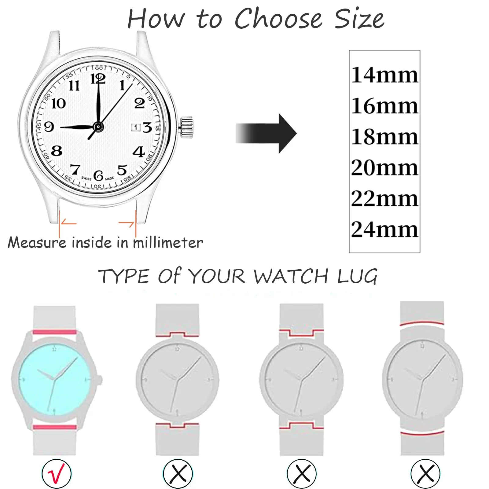 KUBFDL Cinturino di ricambio per smartwatch, in acciaio inox, 14 mm, 16 mm, 18 mm, 20 mm, 22 mm, 24 mm, chiusura magnetica, chiusura rapida, per uomo e donna, 20mm, Acciaio inossidabile, oro rosa - immagine 3