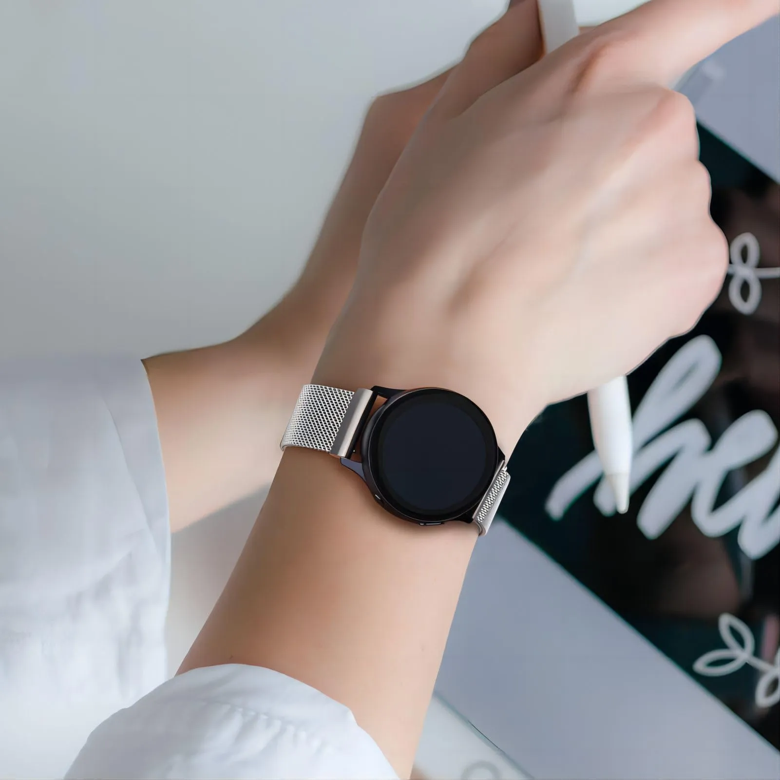 KUBFDL Cinturino di ricambio per smartwatch, in acciaio inox, 14 mm, 16 mm, 18 mm, 20 mm, 22 mm, 24 mm, chiusura magnetica, chiusura rapida, per uomo e donna, 24mm, Acciaio inossidabile - immagine 5