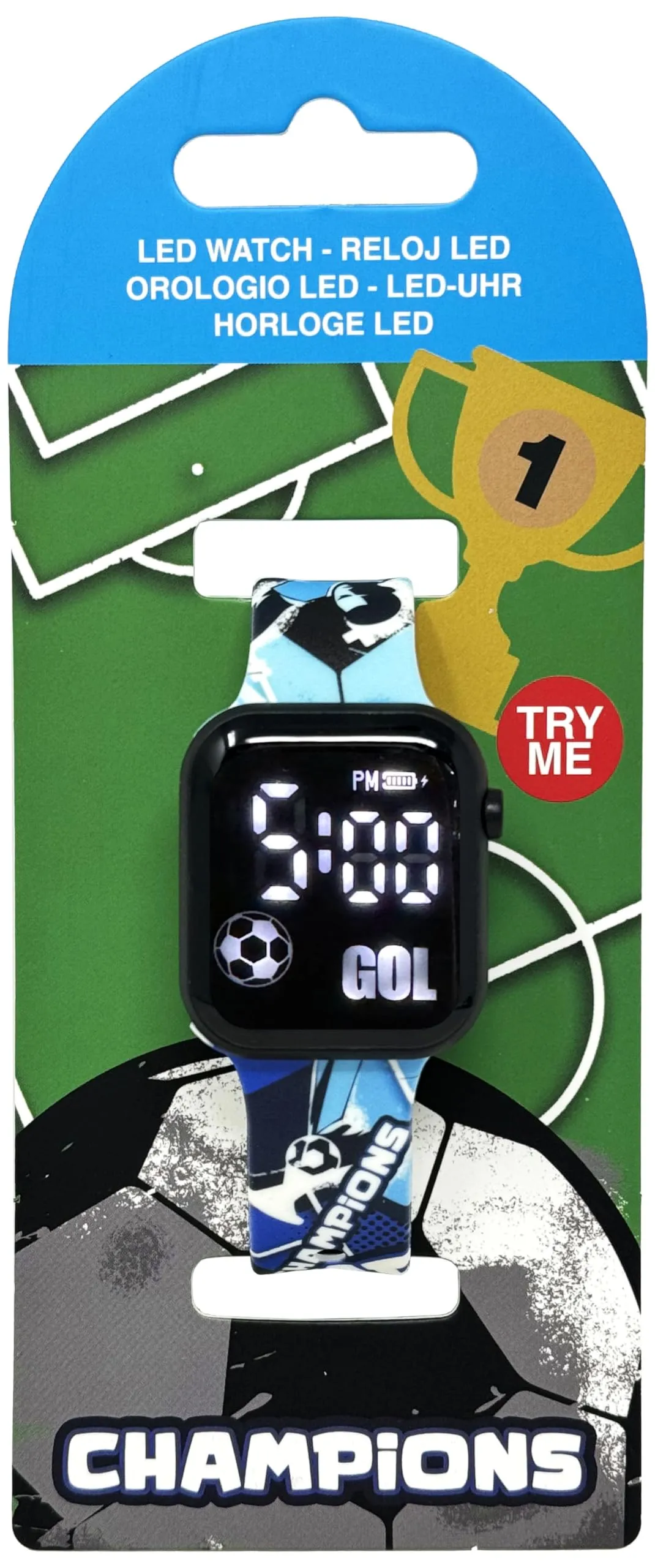 Julian Ross Champions Azzurro Orologio da Polso Digitale Led per Bambini e Ragazzi, Formato 12 Ore, Gol, Calciatore, Pallone, Tifosi Napoli - immagine 3
