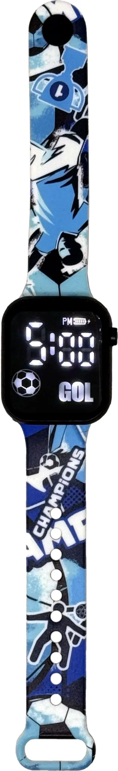 Julian Ross Champions Azzurro Orologio da Polso Digitale Led per Bambini e Ragazzi, Formato 12 Ore, Gol, Calciatore, Pallone, Tifosi Napoli - immagine 4