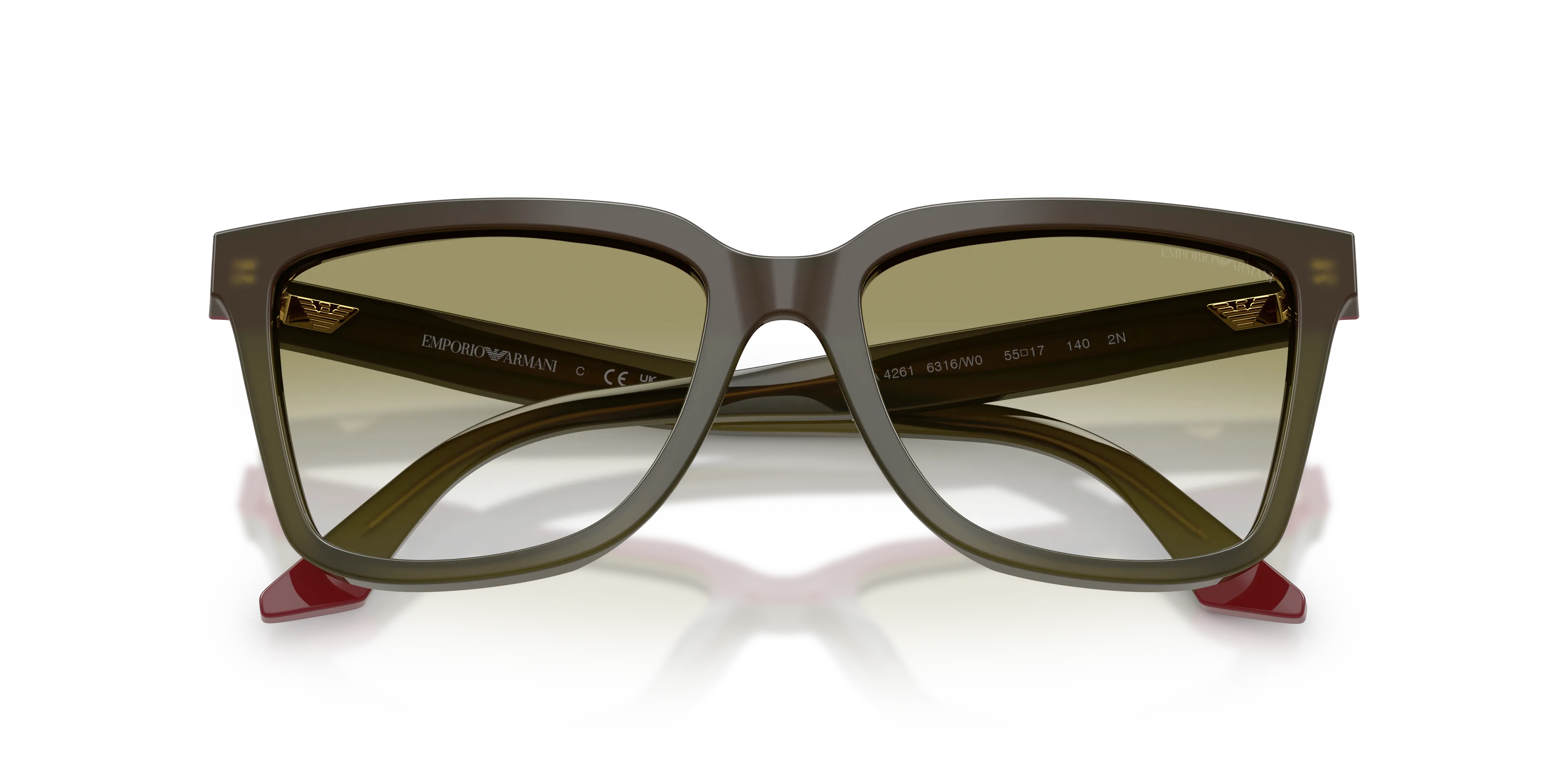Emporio Armani EA4261 6316W0 Occhiali da sole Acetato Verde Verde Geometrica Normale Sfumato - immagine 2