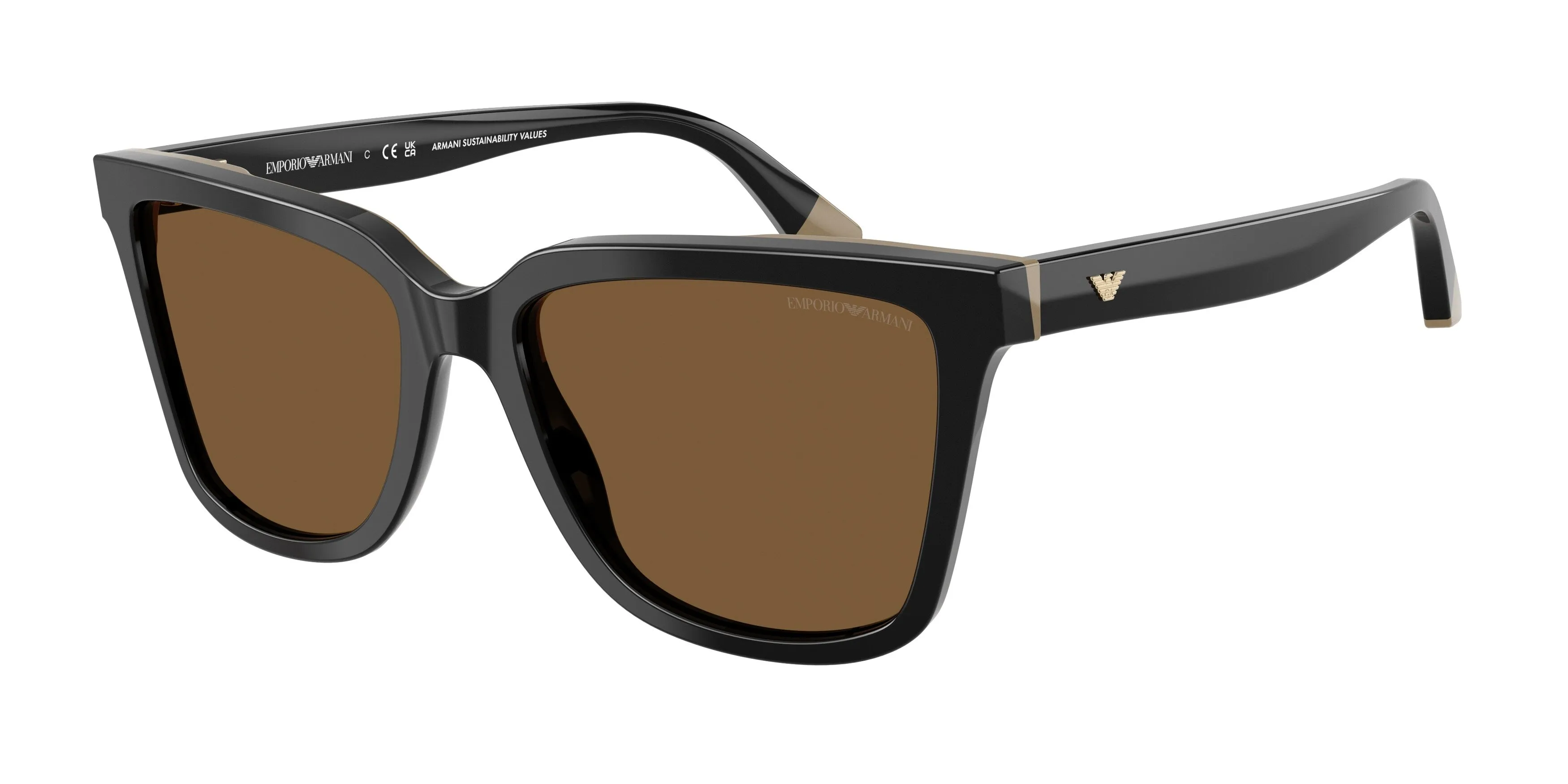 Emporio Armani EA4261 631373 Occhiali da sole Acetato Nero Marrone Geometrica Normale - immagine 1