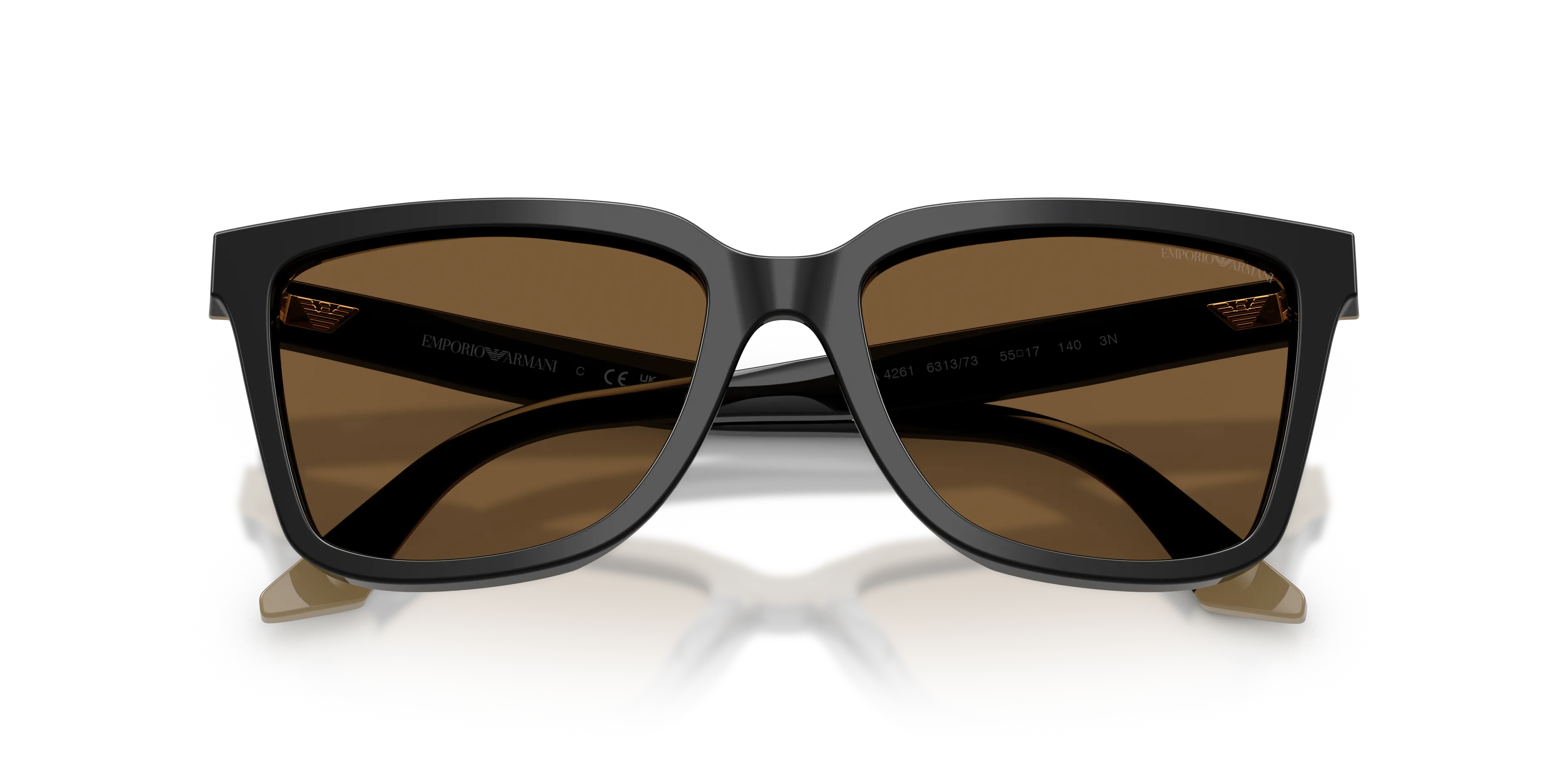 Emporio Armani EA4261 631373 Occhiali da sole Acetato Nero Marrone Geometrica Normale - immagine 2