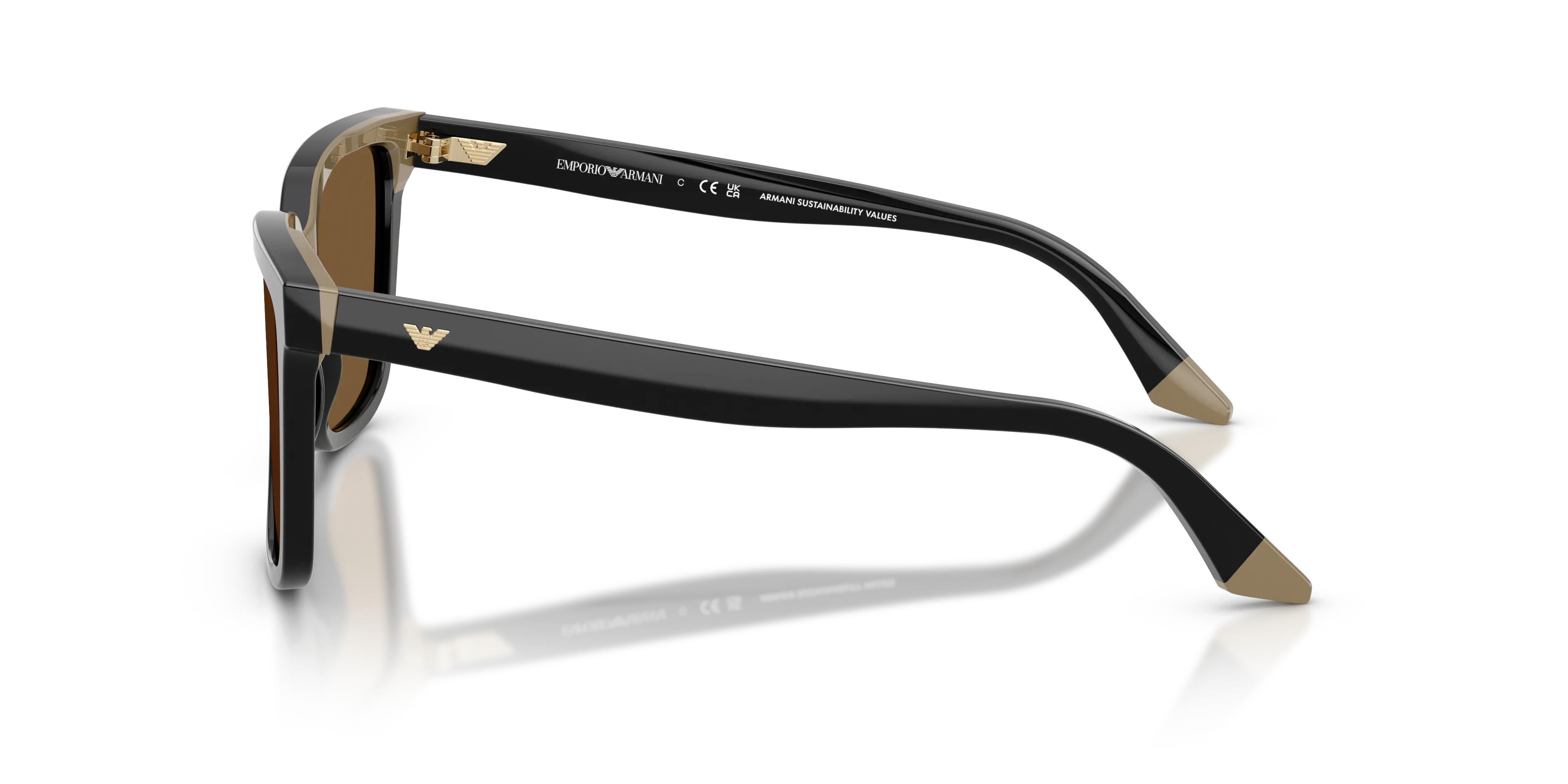 Emporio Armani EA4261 631373 Occhiali da sole Acetato Nero Marrone Geometrica Normale - immagine 4