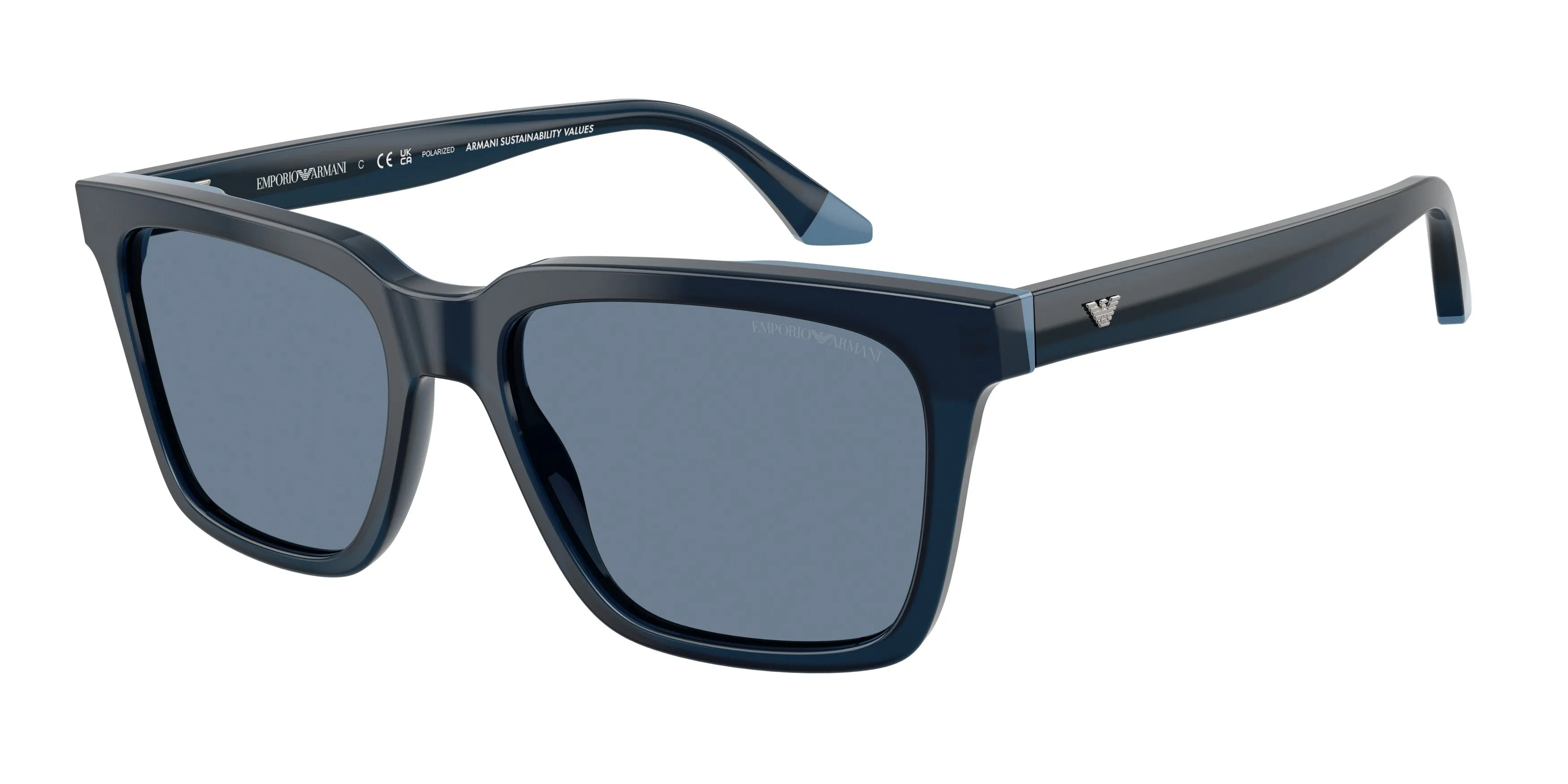 Emporio Armani EA4260 63172V Occhiali da sole Acetato Blu Blu Squadrata Polarizzata - immagine 1