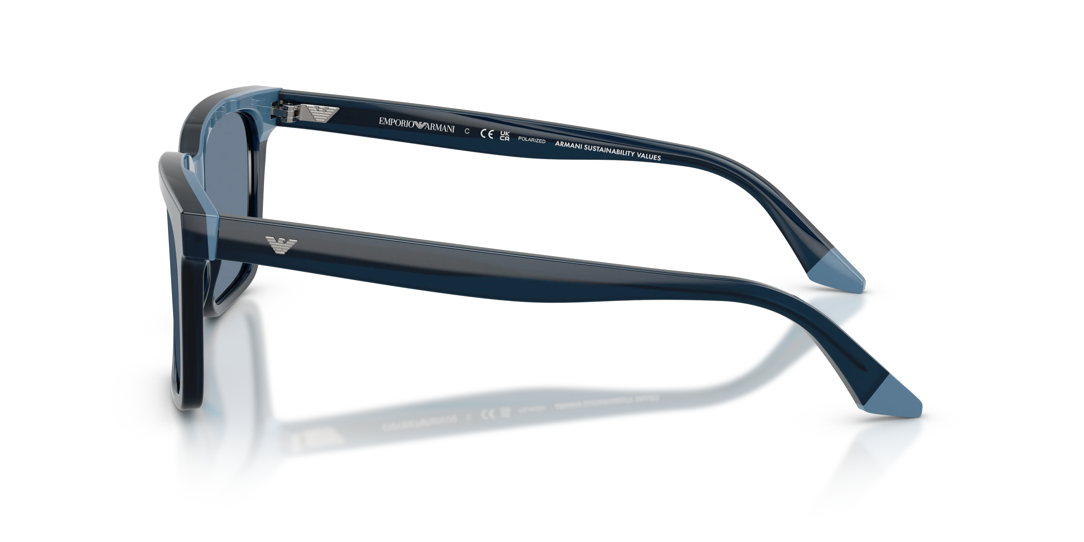 Emporio Armani EA4260 63172V Occhiali da sole Acetato Blu Blu Squadrata Polarizzata - immagine 4