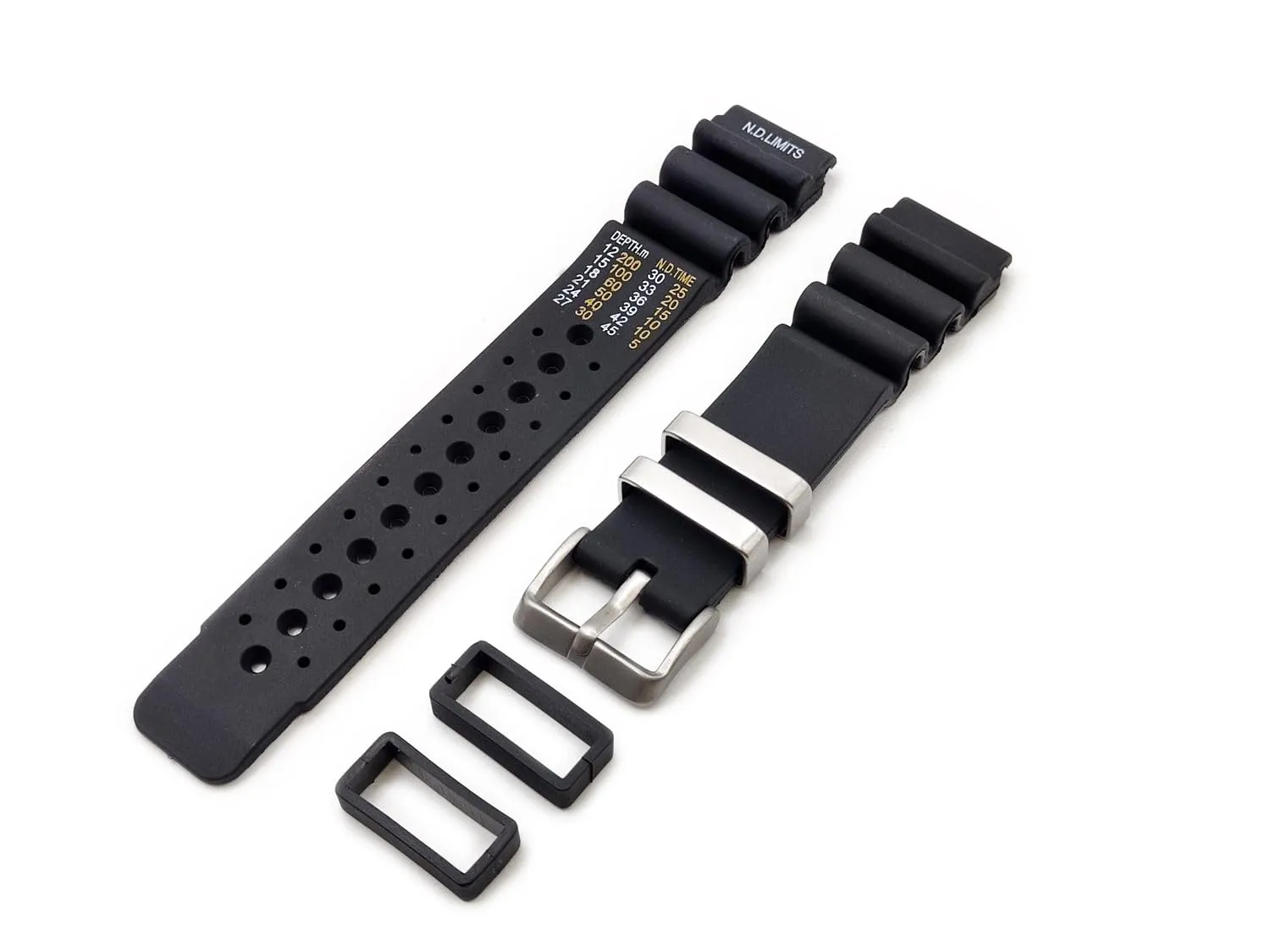 Generico Cinturino in Gomma compatibile con Promaster Aqualand orologio Ny 0040 jp2000 nd limits strap da 20mm 22mm 24mm universale per Sub Diver sport Black (20mm) - immagine 1