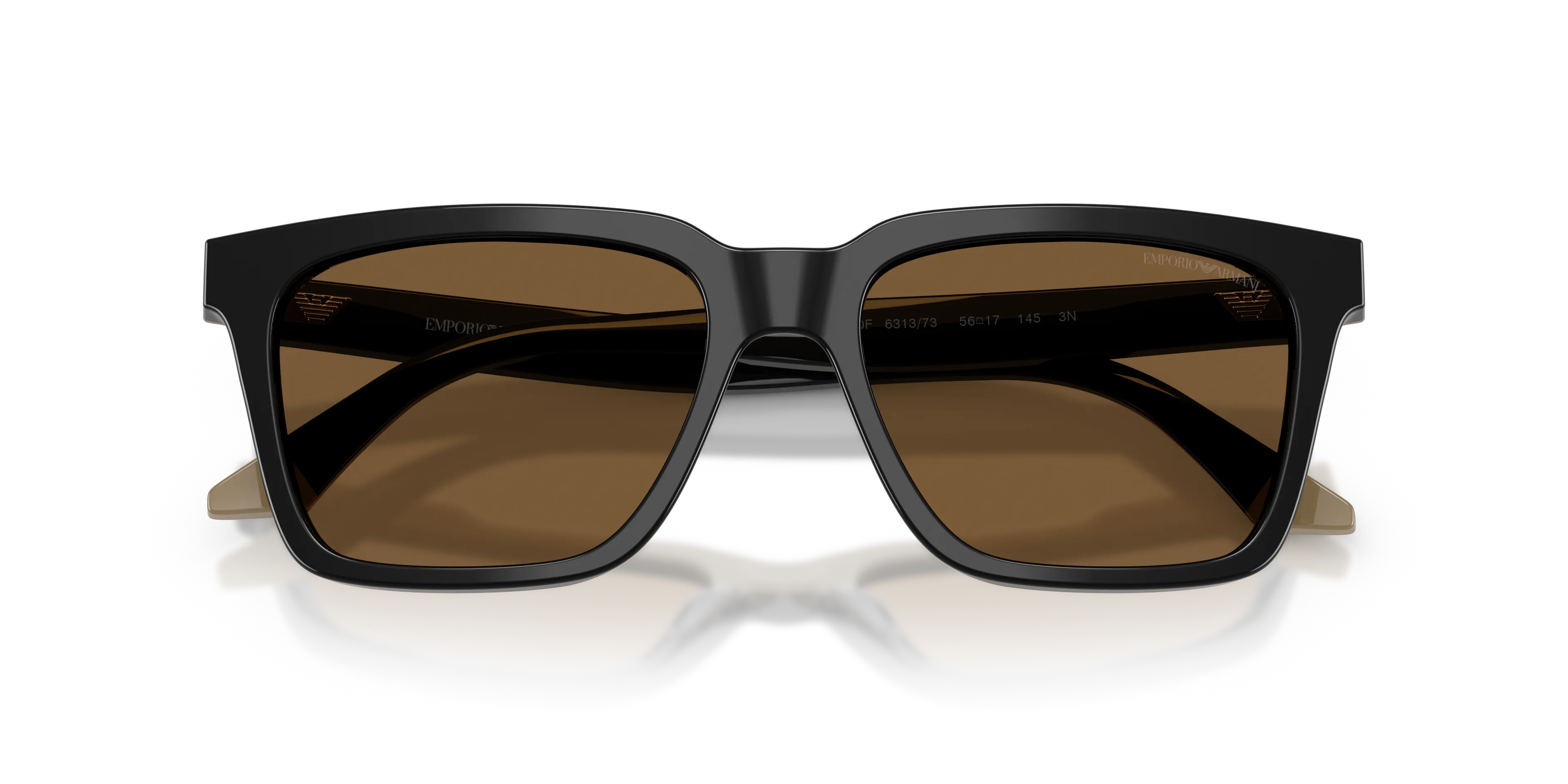 Emporio Armani EA4260 631373 Occhiali da sole Acetato Nero Marrone Squadrata Normale - immagine 2
