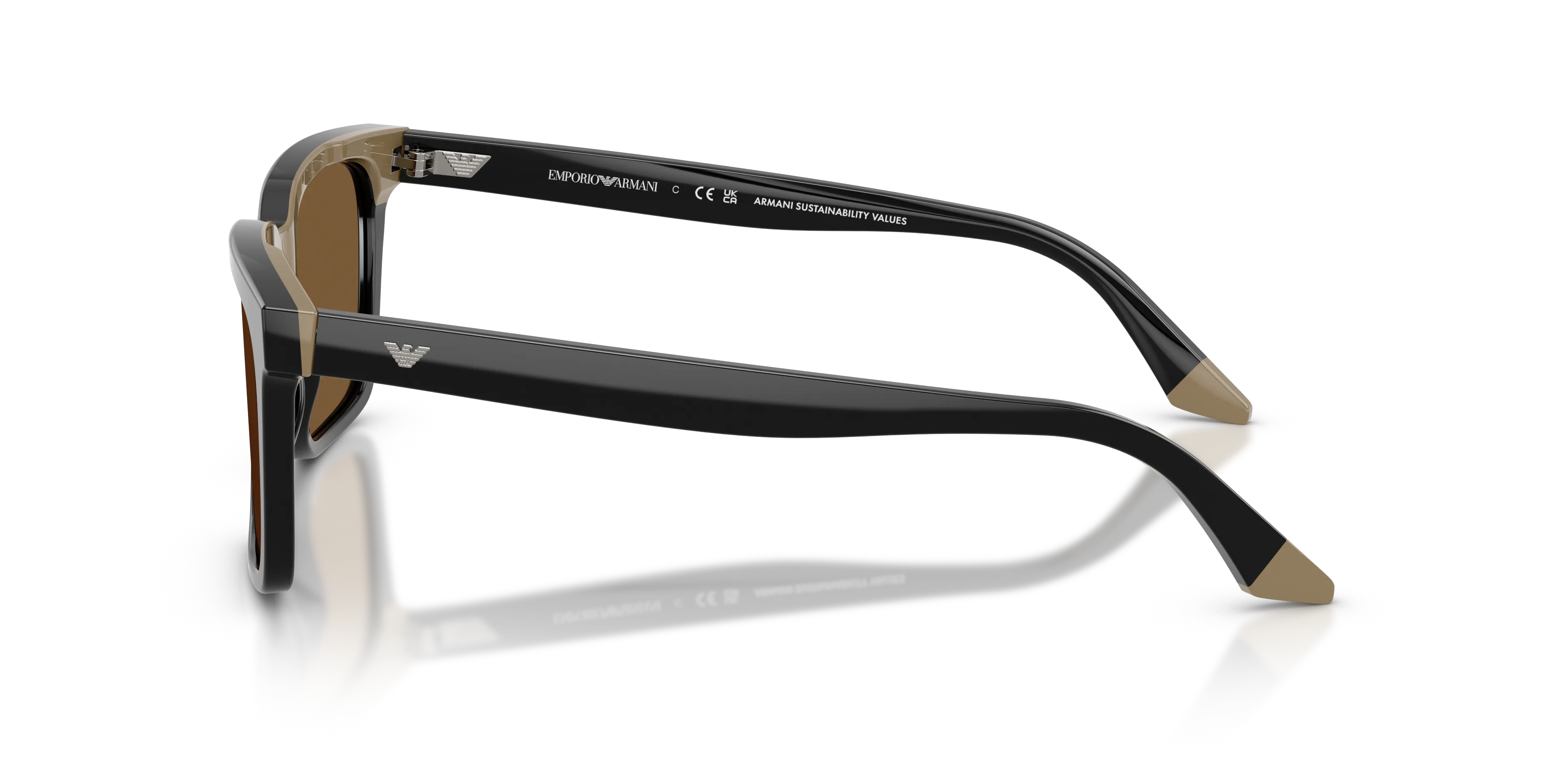 Emporio Armani EA4260 631373 Occhiali da sole Acetato Nero Marrone Squadrata Normale - immagine 4