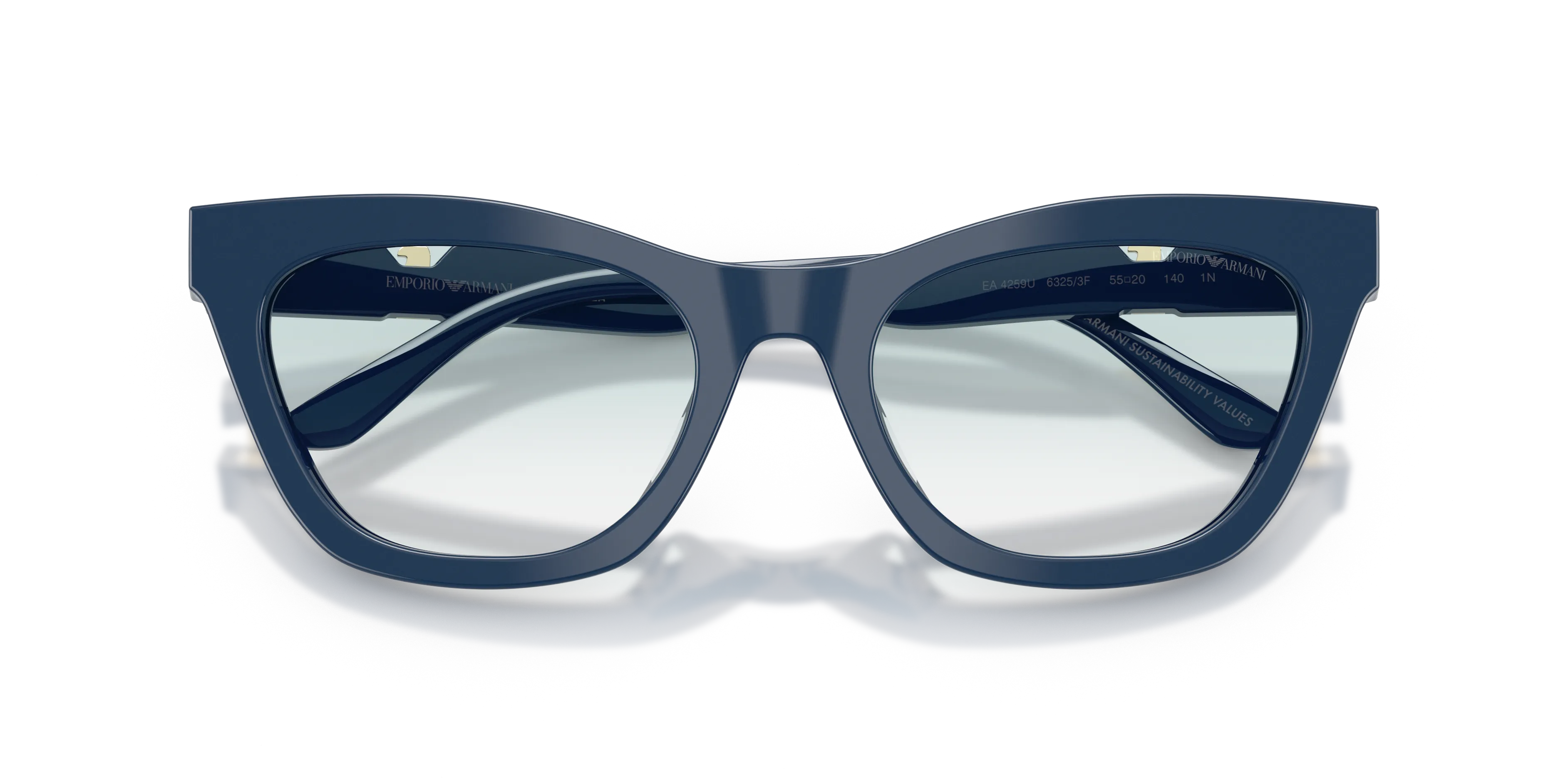 Emporio Armani EA4259U 63253F Occhiali da sole Acetato Blu Blu Cat Eye Normale Sfumato - immagine 2