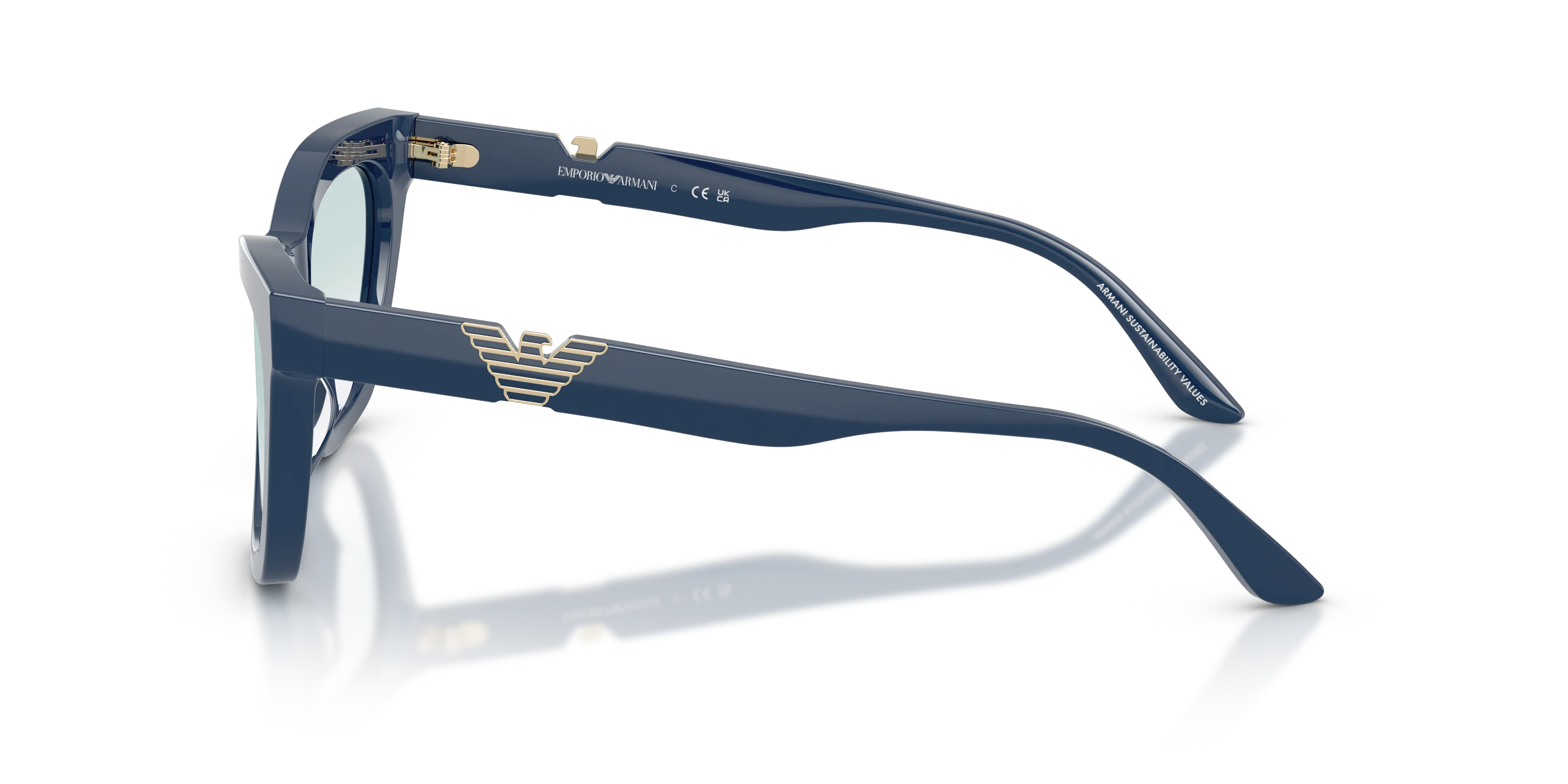 Emporio Armani EA4259U 63253F Occhiali da sole Acetato Blu Blu Cat Eye Normale Sfumato - immagine 4