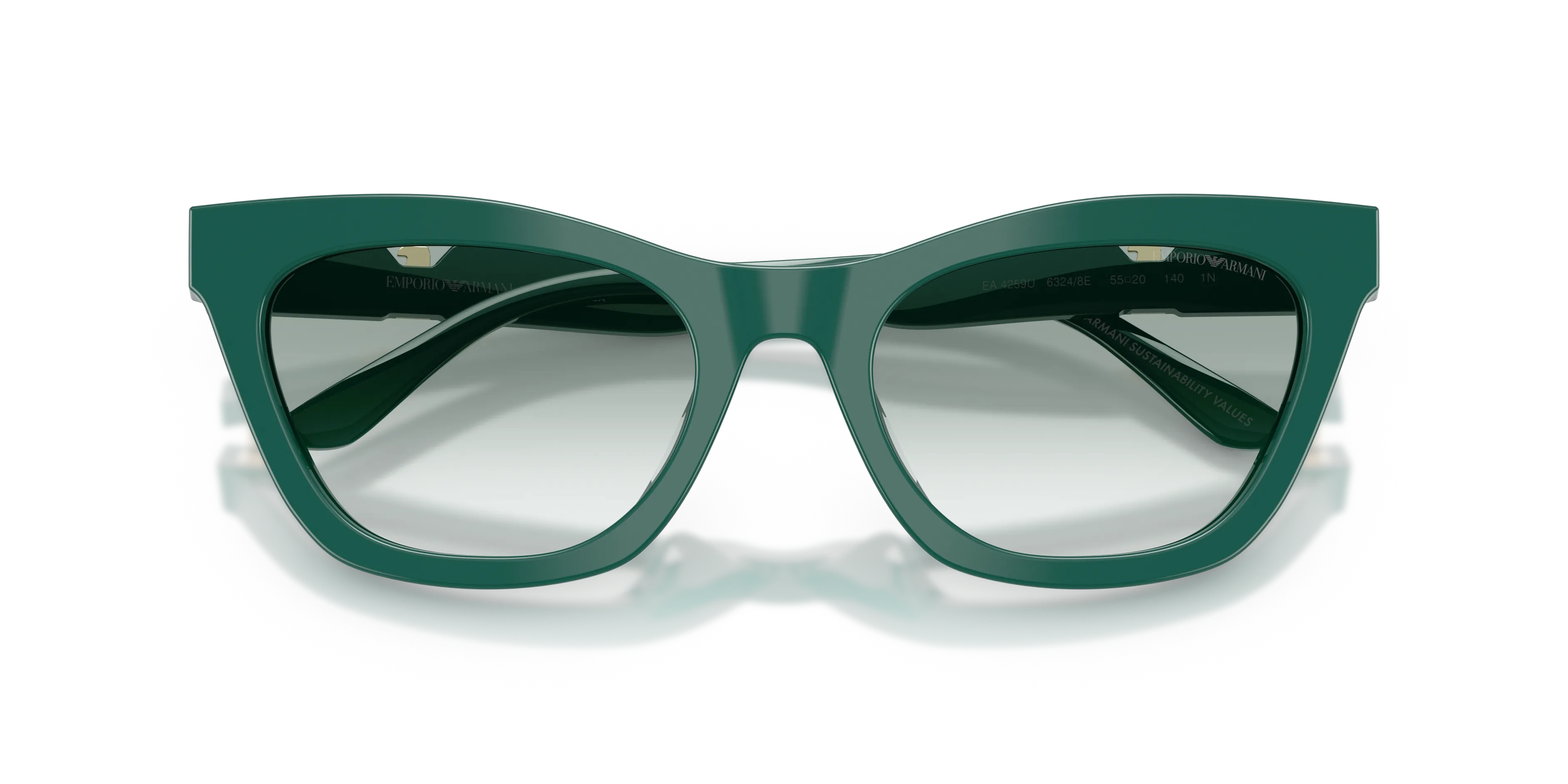 Emporio Armani EA4259U 63248E Occhiali da sole Acetato Verde Verde Cat Eye Normale Sfumato - immagine 2
